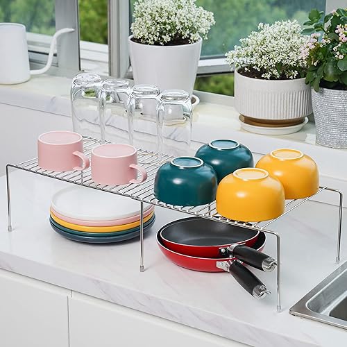 Miniatura 4 de Tomorotec Organizador de almacenamiento de cocina expandible de acero inoxidable, organizador de gabinete de especias, estante resistente a la