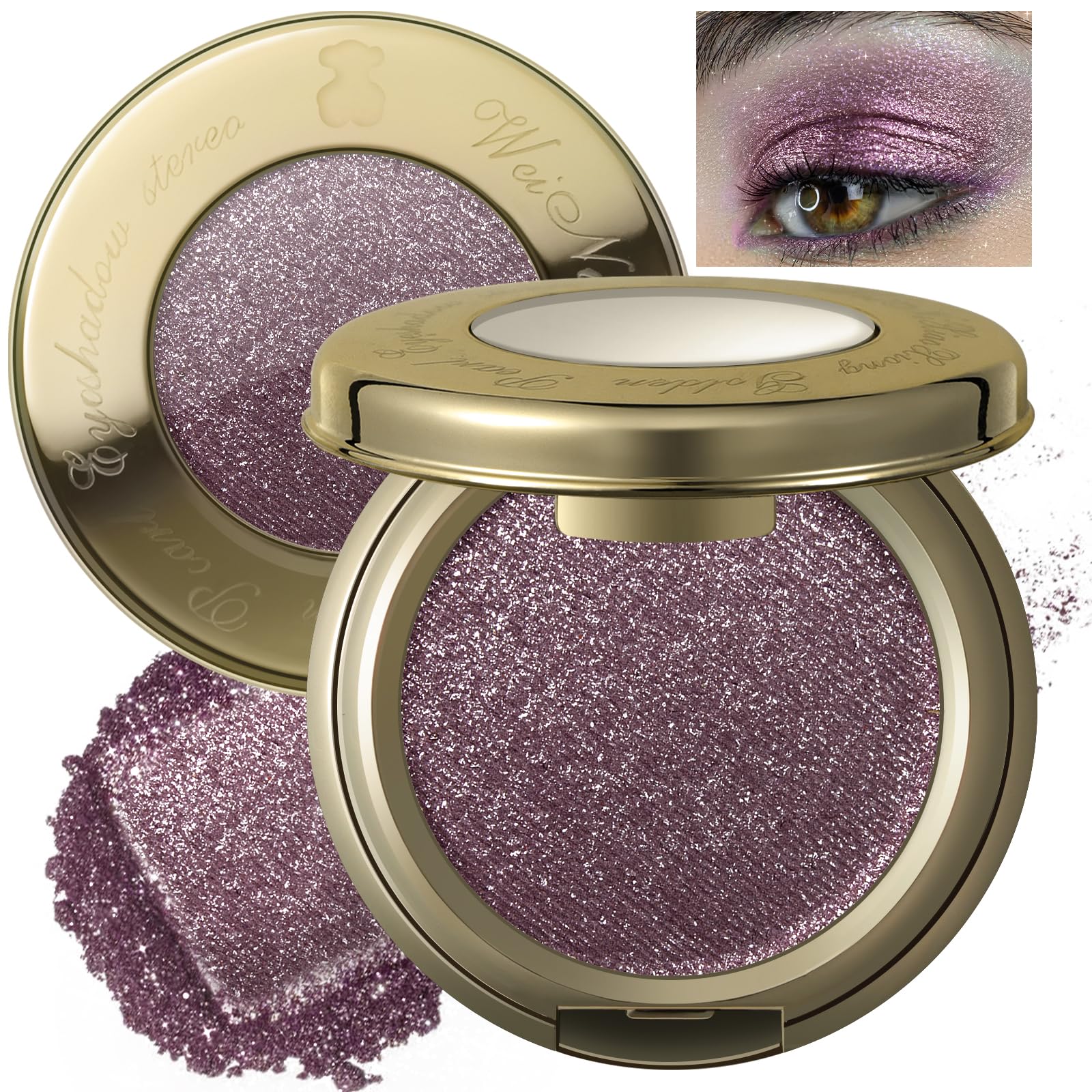Noerrors Smoky Mauve Multi-Dimension Satin Glitter Eyeshadow Palette, Dusty Purple Golden Pearl Sparkly Metallic Eyeshadow for Mature Eyes, Easy to Color Blendable Smooth Shimmer Creamy Eye Shadow#18