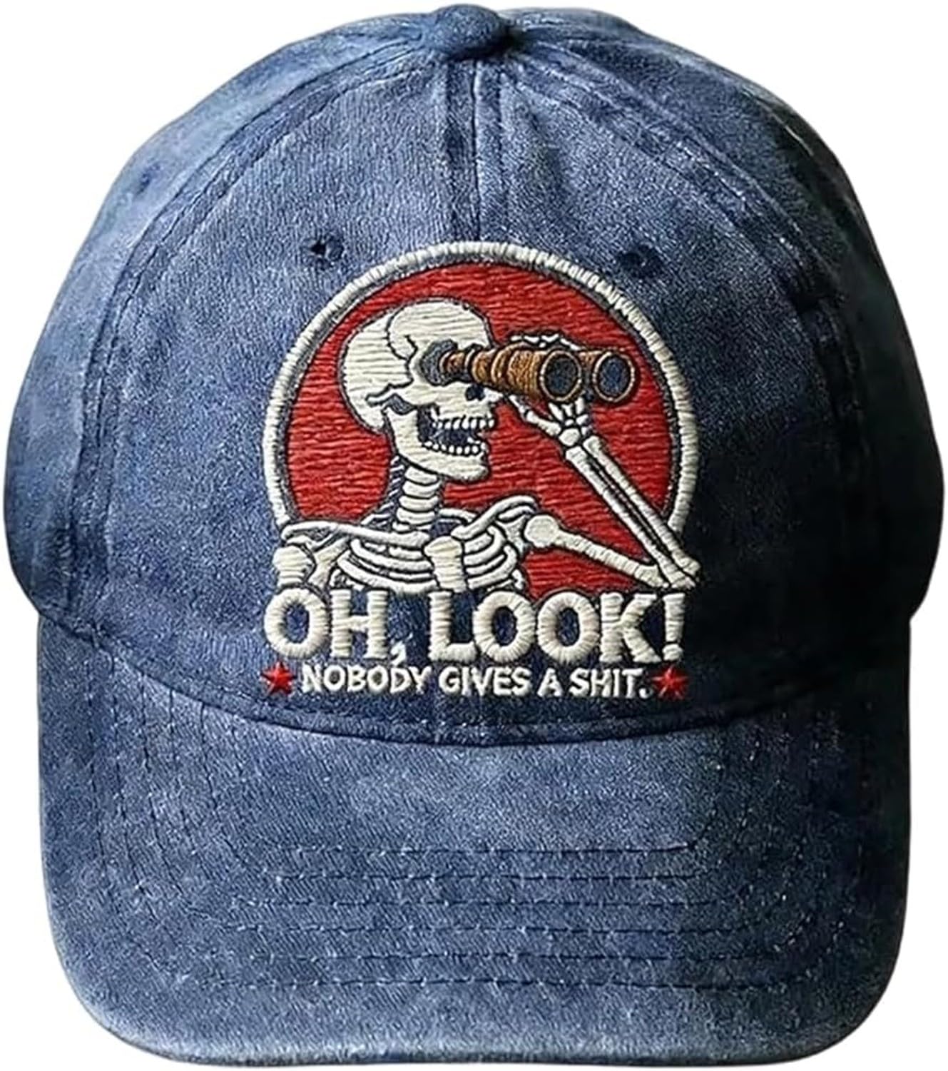 XIUNYIE Oh Look Nobody Gives A Sh T Skeleton Scout Cap Vintage Printed Sarcasm Style Adjustable Unisex Baseball Hat, #B