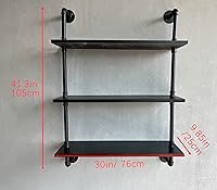 Vista 2 de Industrial Pipe Shelf Shelving Bookcase, Wall Mounted Rustic Bookshelf, Floating Bookshelves for Wall,Retro Wood Metal Pipe Industrial Shelves for