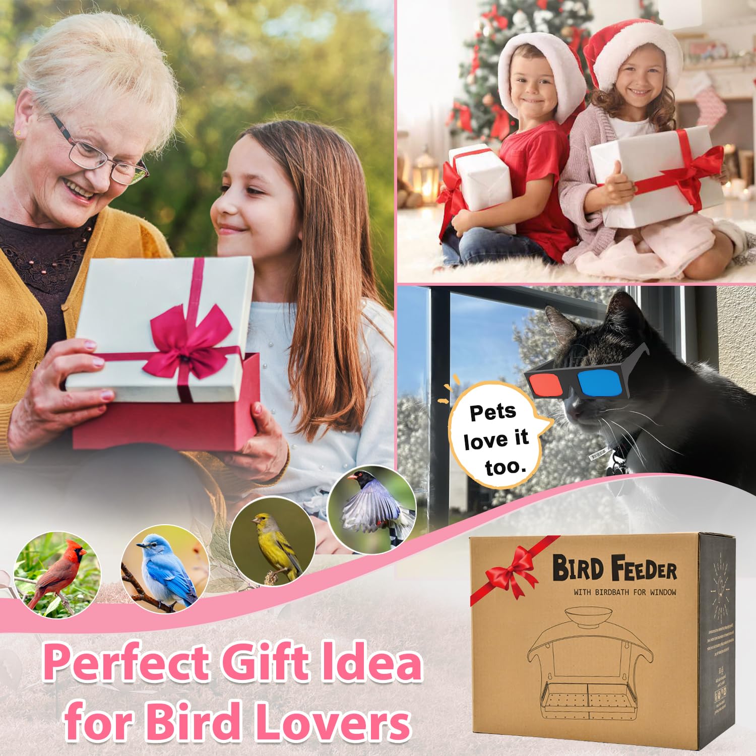 Goodeco Clear Window Bird Feeder - Outdoor Window Feeder with Bird Water Bowl & Strong Self-Adhesive Hooks for Outside Watchings - with a Brush, Easy to Clean, Ideal Gifts for Mom Parents - Detailed View