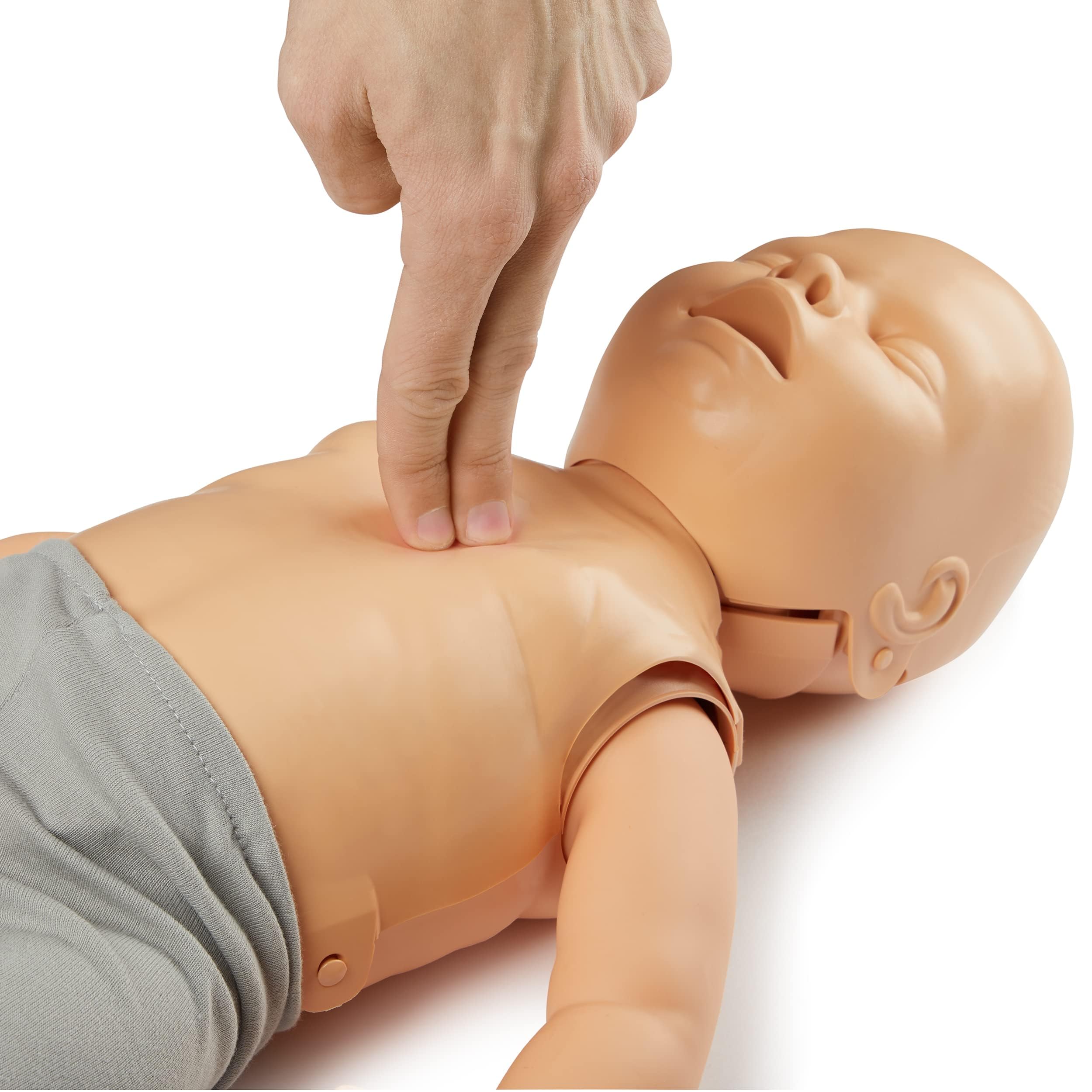 PULOX Practi-Baby Reanimationspuppe mit Gesichtsmaske & Tragetasche | Trainingspuppe für CPR- und HLW-Schulungen, inklusive 4 Luftbeuteln für realistische Übungseinheiten