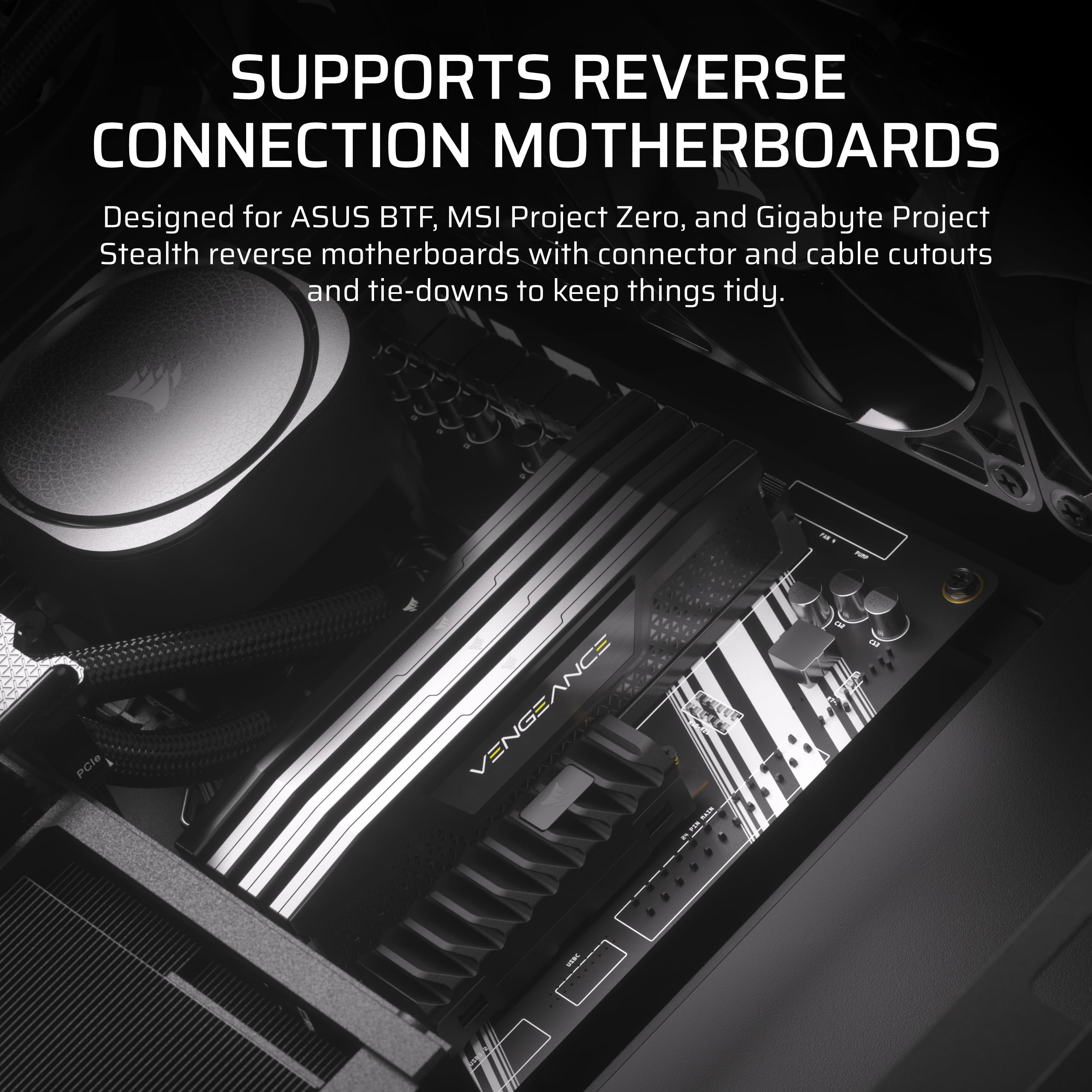 CORSAIR FRAME 4000D Modular Mid-Tower ATX PC Case – High Airflow, InfiniRail™ Fan Mounting System, Dual 360mm Radiator Support, ASUS BTF, MSI Project Zero, Gigabyte Project Stealth – Black — view 9