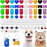 PARAOR 140pcs Pet ID Tags Set: 40 Colorful Blank Aluminum Dog Cat Tags, 80 Steel Key Rings, 20 Cute Pendants for Engraving & Crafts
