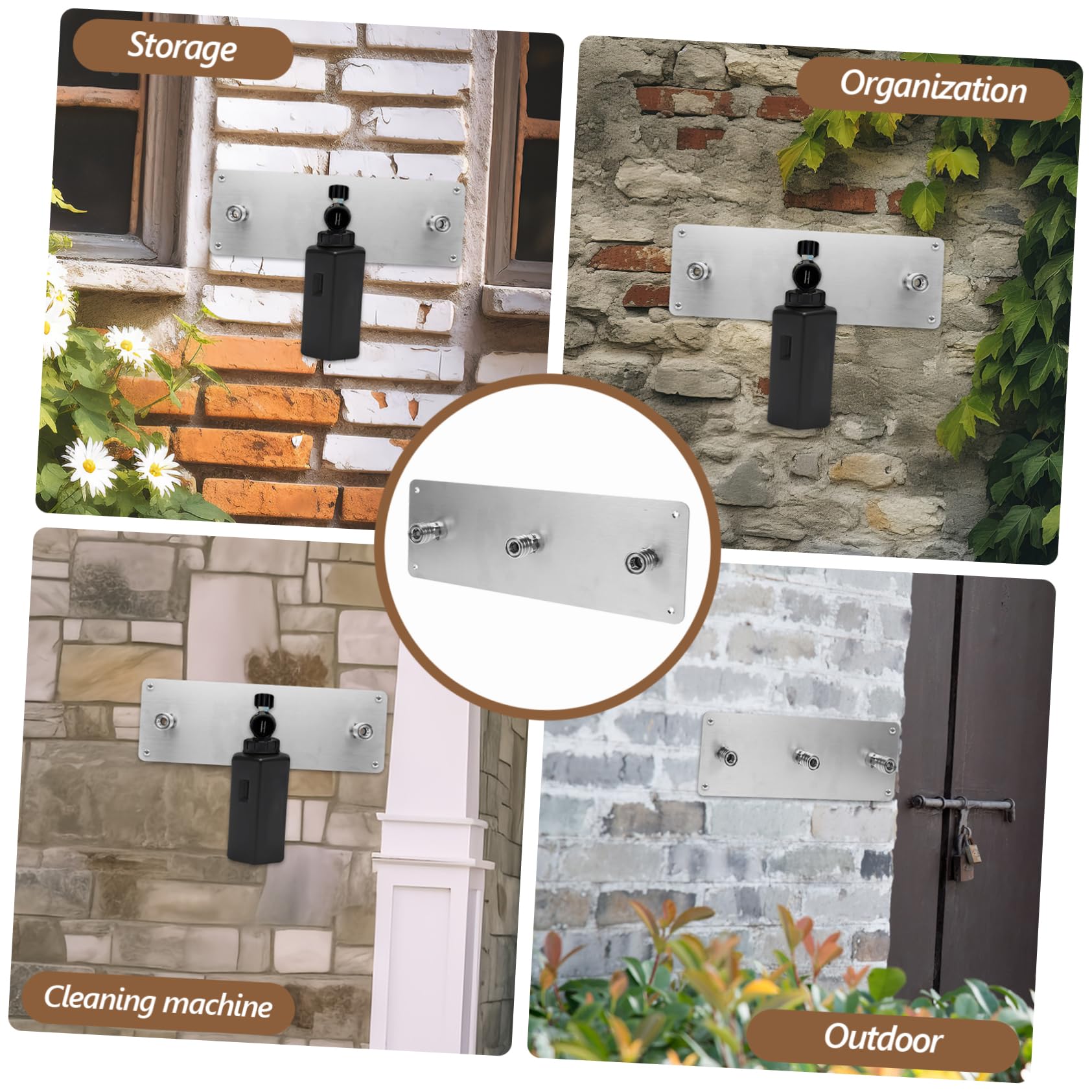 Soporte de Pared para Boquilla de Hidrolavadora de Acero Inoxidable | 1 Juego, Plata, para Conexión Rápida de 1/4 Pulgadas, Almacenamiento Seguro y Montaje sin Herramientas