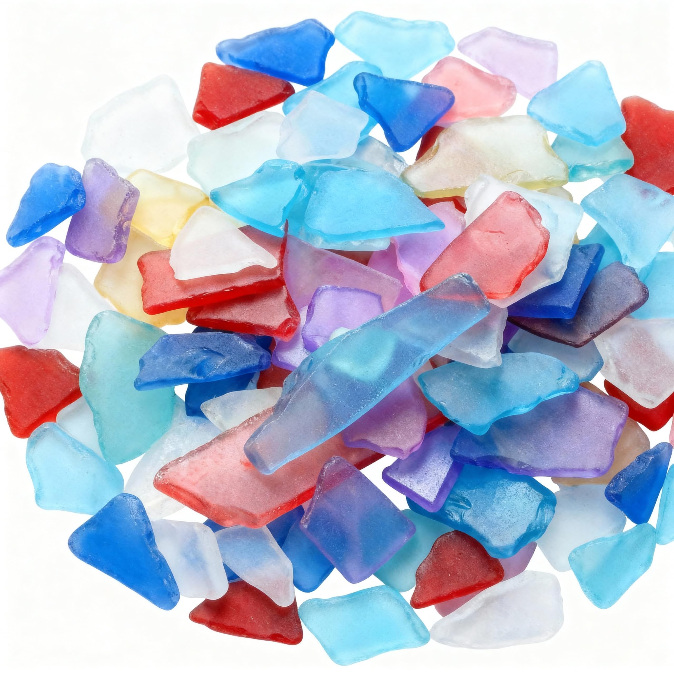 Jetec Sea Glass for Crafts Pieces Decor 11 oz Flat Frosted Sea Glass Vase Filler Crushed for Beach Wedding Party Decor Home Aquarium DIY Craft Supplies(Multicolor)