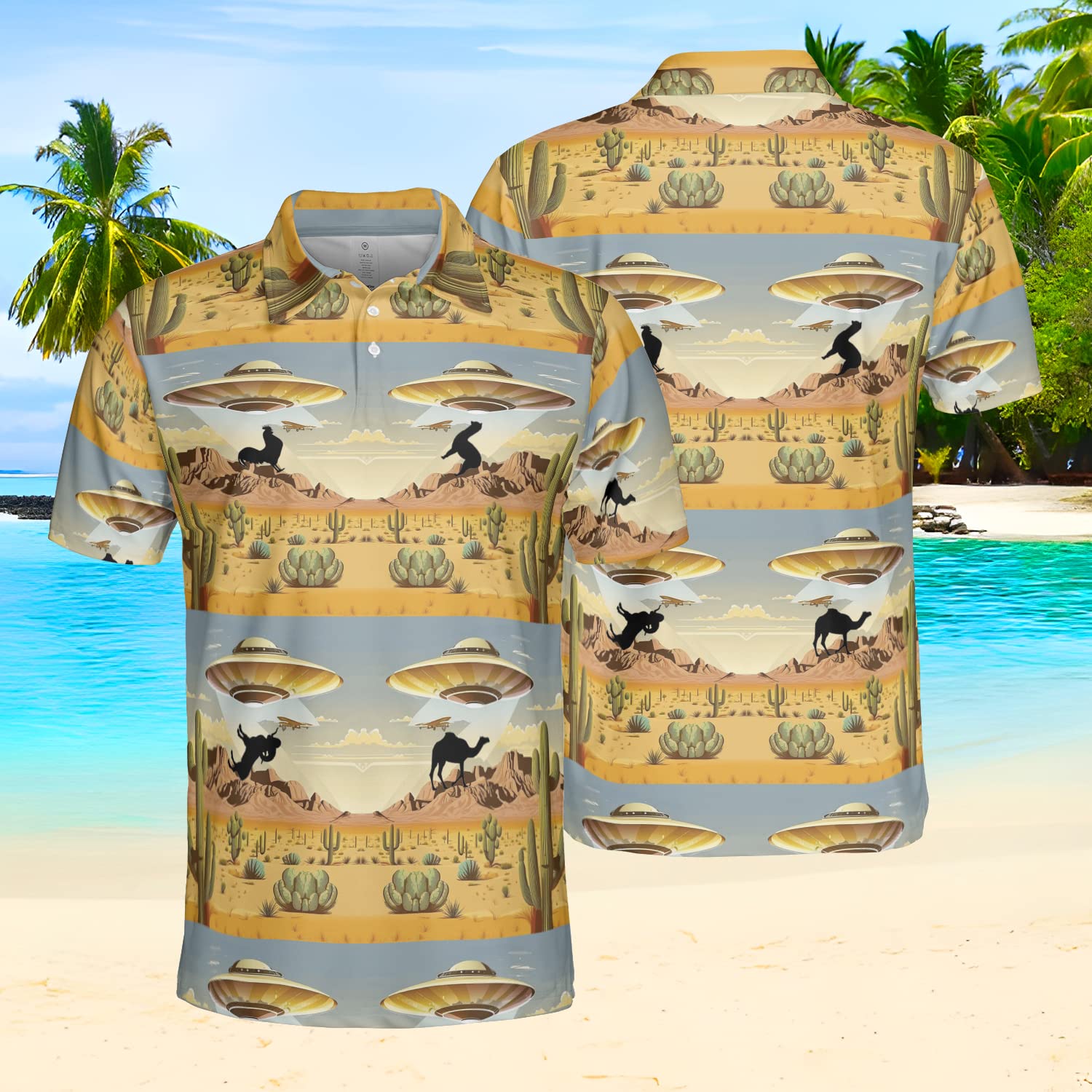 Aliens Polo Shirts for Men - Short Sleeve Golf Shirts 3D Print Mens Polo T-Shirt Casual Style Series 62 Size 2XL