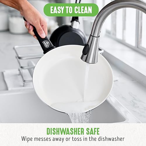 Miniatura 5 de GreenLife Soft Grip - Juego de utensilios de cocina de 8 pulgadas para freír y espátula, cerámica antiadherente sin PFAS, espátula de silicona con