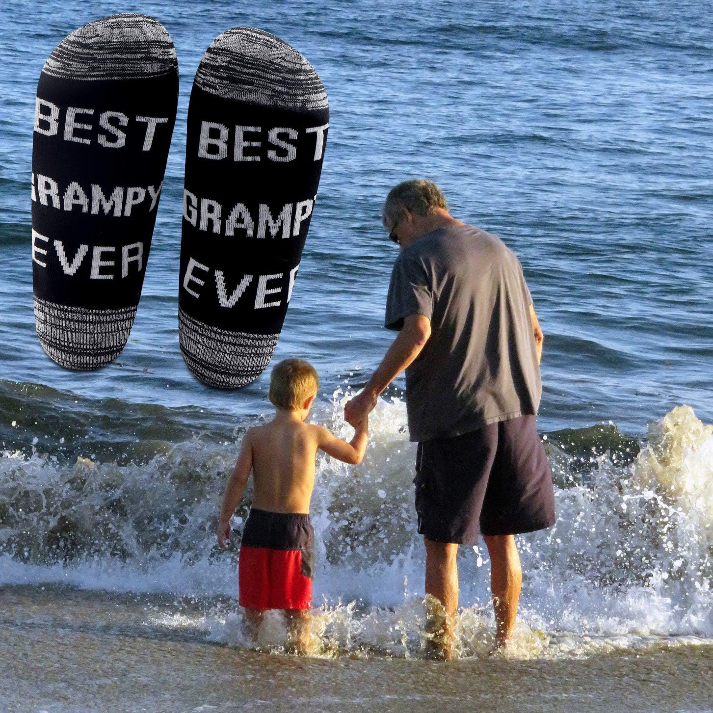 LEVLO 2 Pairs Father's Day Gift Best Grampy Ever Socks Grandpa Gift for Papa Grandfather Men Birthday Present - Image 7
