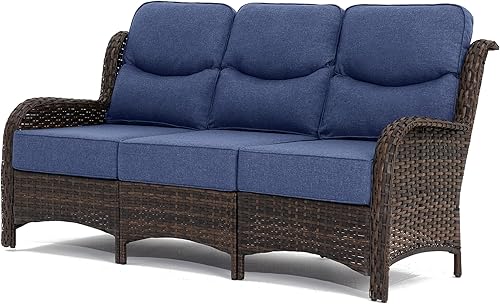 Miniatura 9 de HILLGA Sofá de lujo para patio con respaldo alto, sofá biplaza de gran tamaño con cojines de 6 pulgadas de grosor, ideal para porche, piscina, Cojín