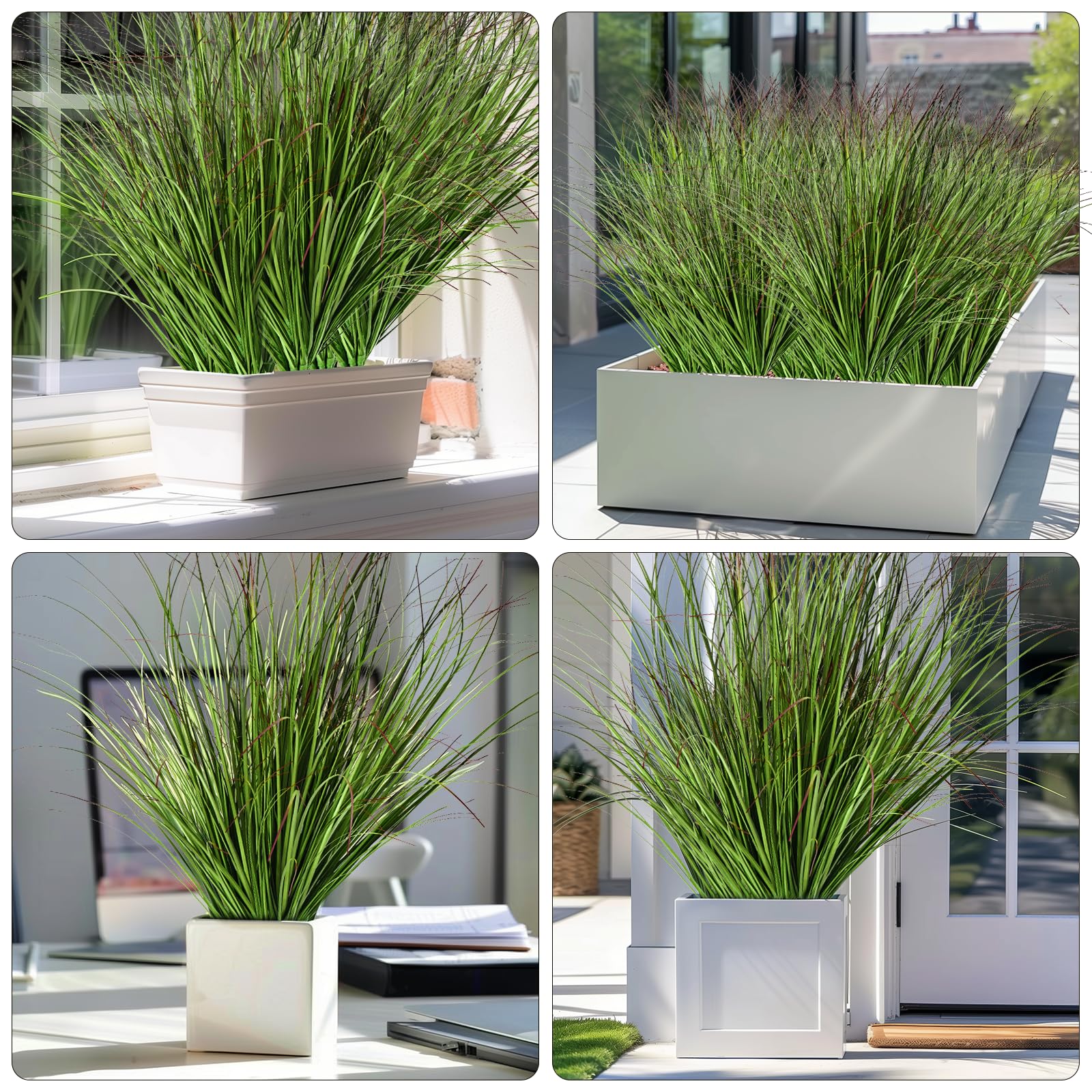 DEMIUKO 10 Fasci Di Piante Artificiali Da Esterno, Erba Di Grano Alta 50 Cm, Viola E Verde. Resistente UV, Aspetto Realistico Per Giardino, Balcone, Casa. Manutenzione Zero.