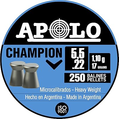 Apolo Champion Airgun Pellets, 5.5mm.22 Caliber, E19501 Silver