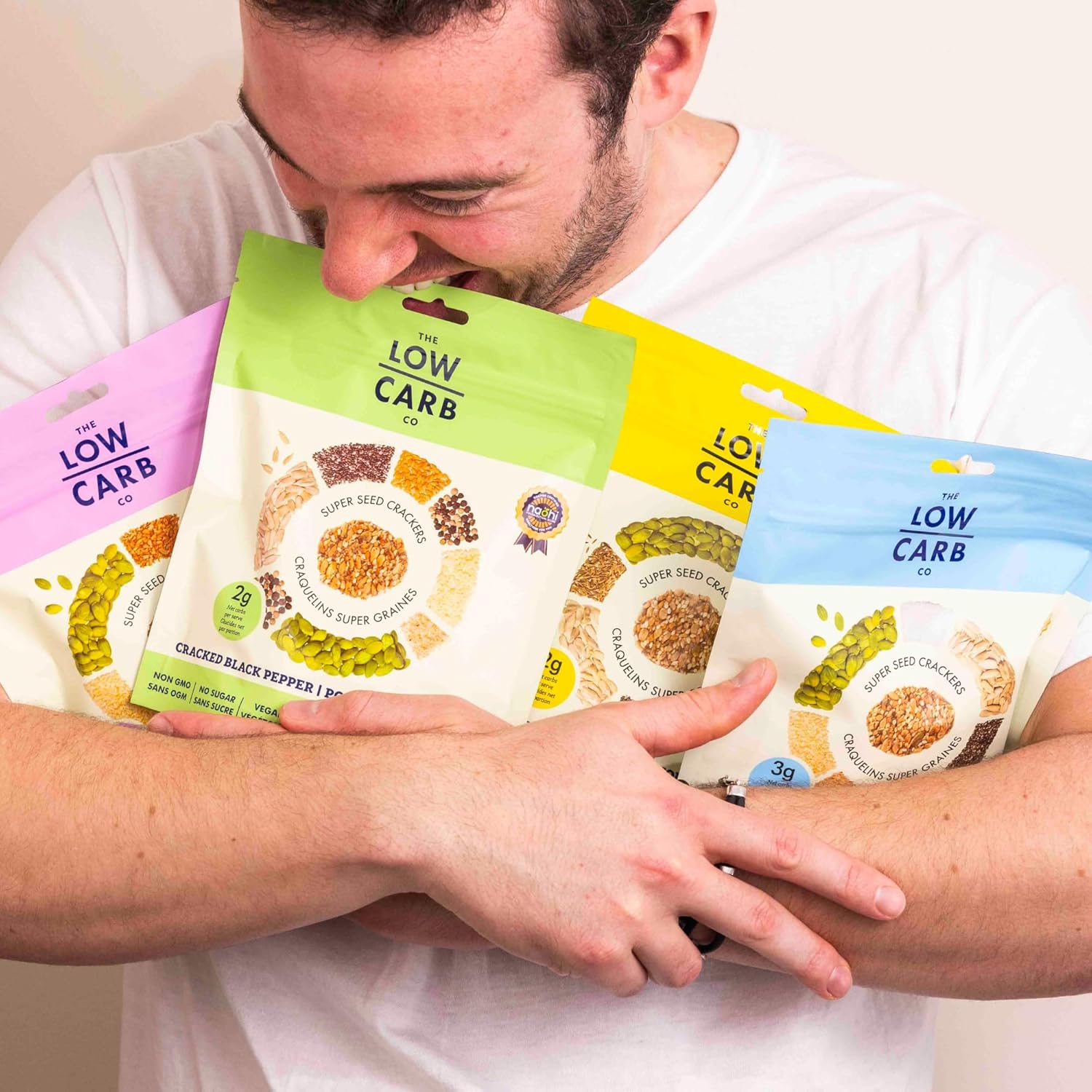 Super Seed Crackers, Gluten Free & Keto Friendly Healthy Snacks, Vegan, Zero Sugar, Paleo & Diabetic Friendly, Nut Free, 20g High Protein, 18g High Fiber, 3.56oz Each, 4-Pack, Variety of Flavors