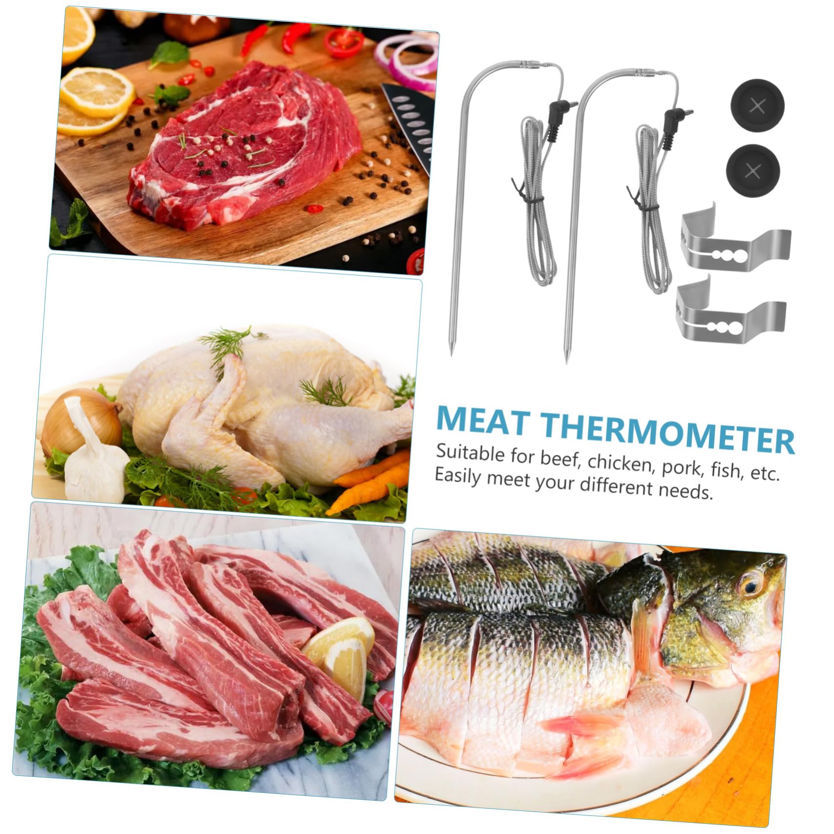 ibasenice 5 Sätze Bbq Fleischthermometer mit Silikonbeschichtetem Präziser Temperaturfühler für Grill für Fleisch Lebensmittel