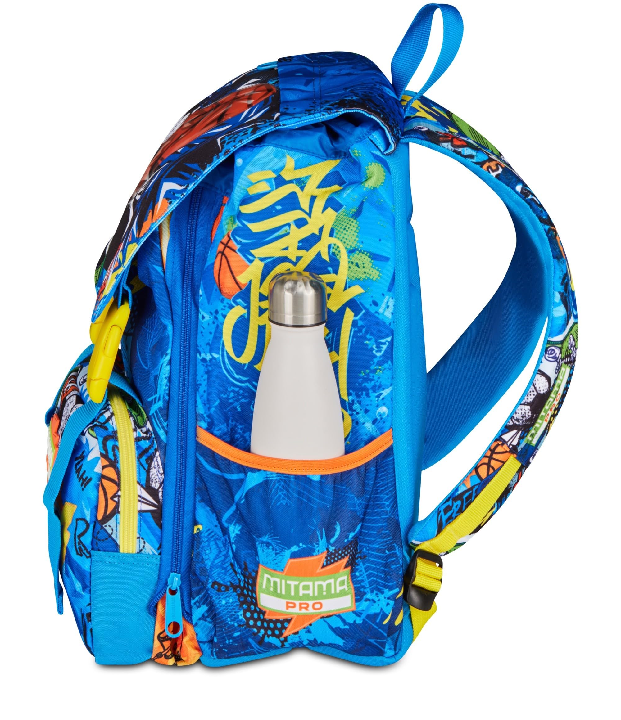 Mitama Zaino Estensibile 4 Zip, TIGERPLAY, Blu, Maxi Capienza, Tasca Porta Borraccia, Doppio Scomparto, Schienale Preformato, Bambino, Scuola Elementare