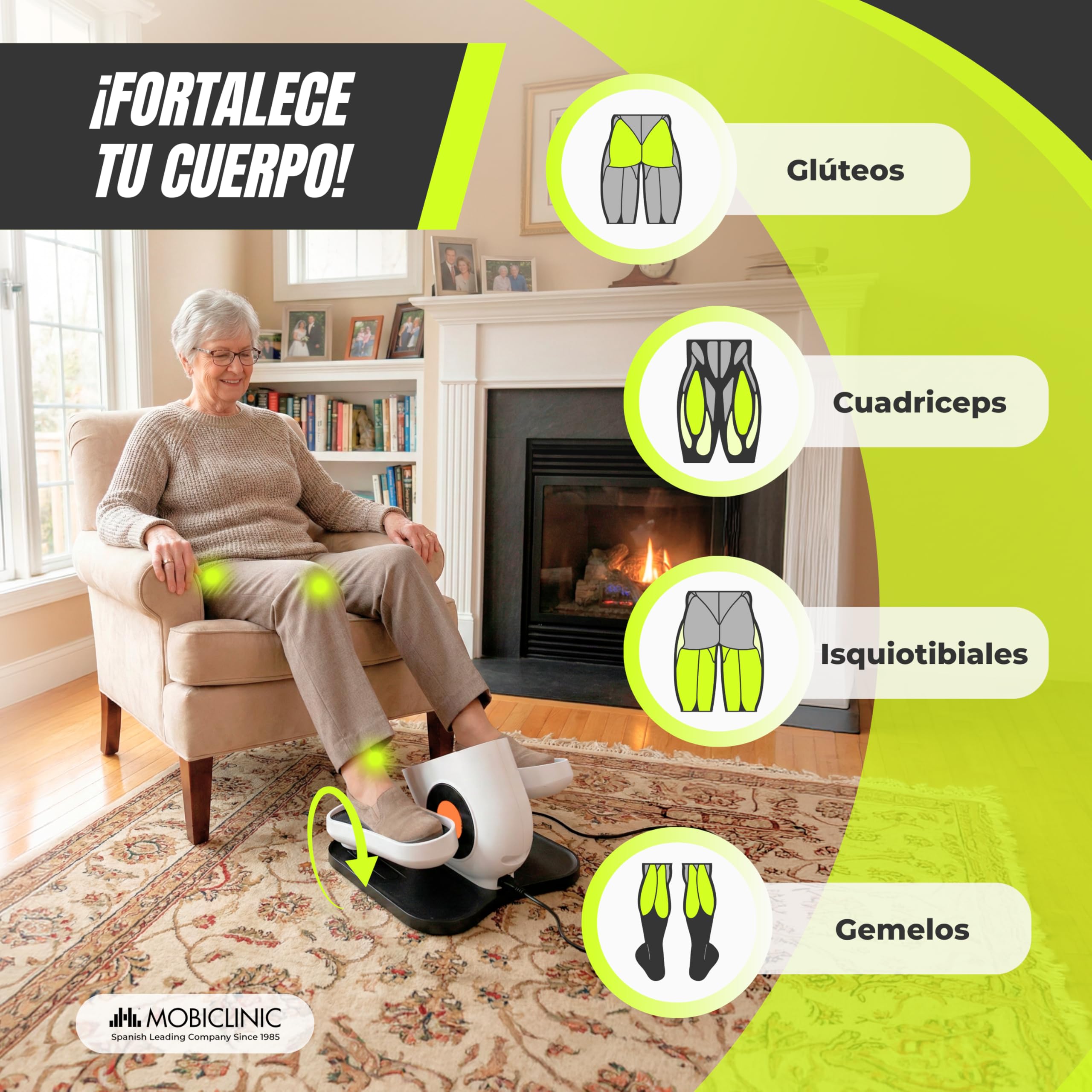 Mobiclinic®, Mini Elíptica Eléctrica, Modo Manual y Automático, Pantalla LED, Mando a Distancia, 10 Velocidades, Pedaleo Bidireccional, Silencioso, Antideslizante, Hogar y Oficina, Mobidal