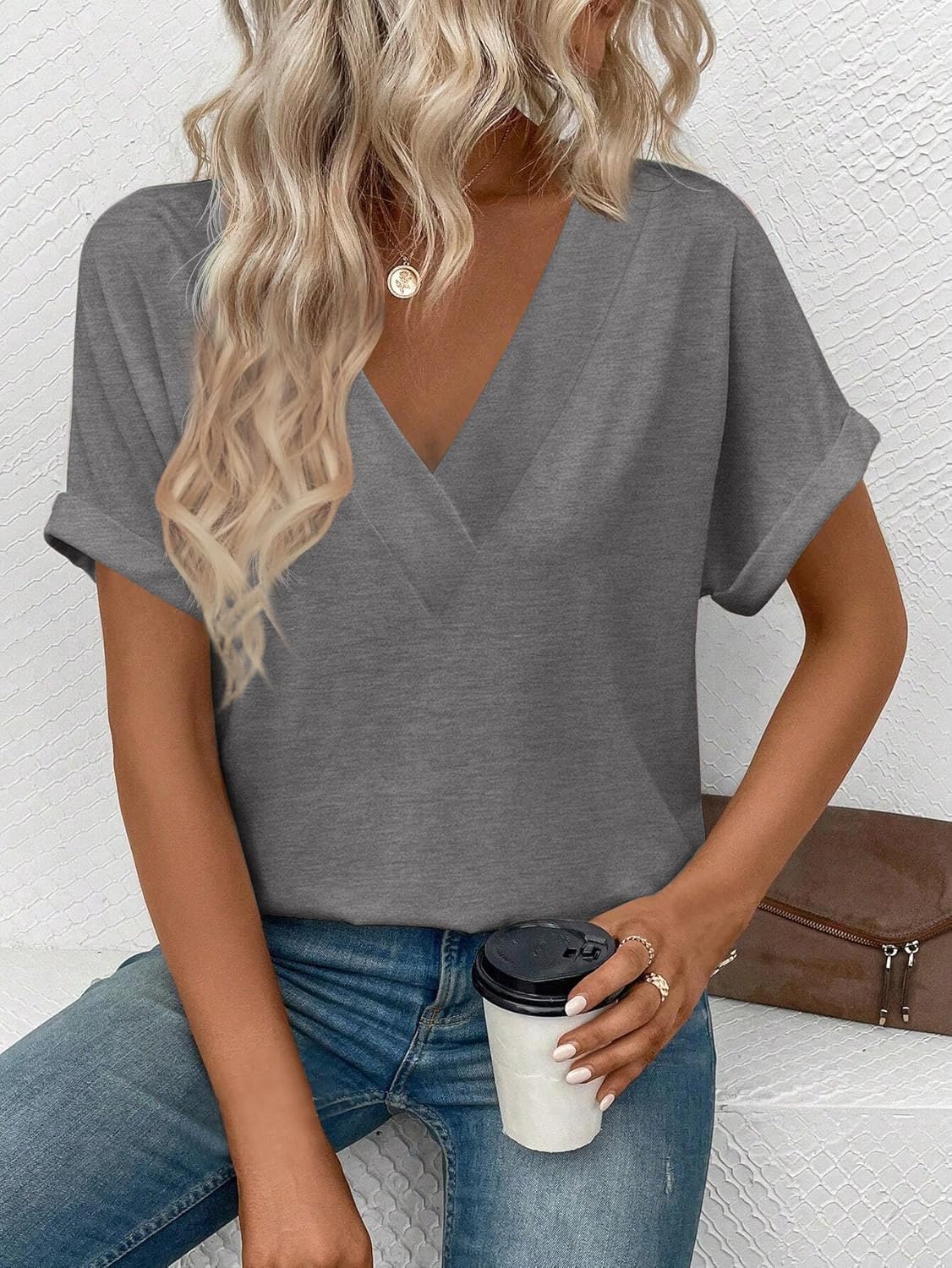 T Shirts Short Sleeve V Neck Tees Womens Tops Beach Vacation Fashion Clothes 2026 Casual Summer Spring Fall Outfits - Image 5