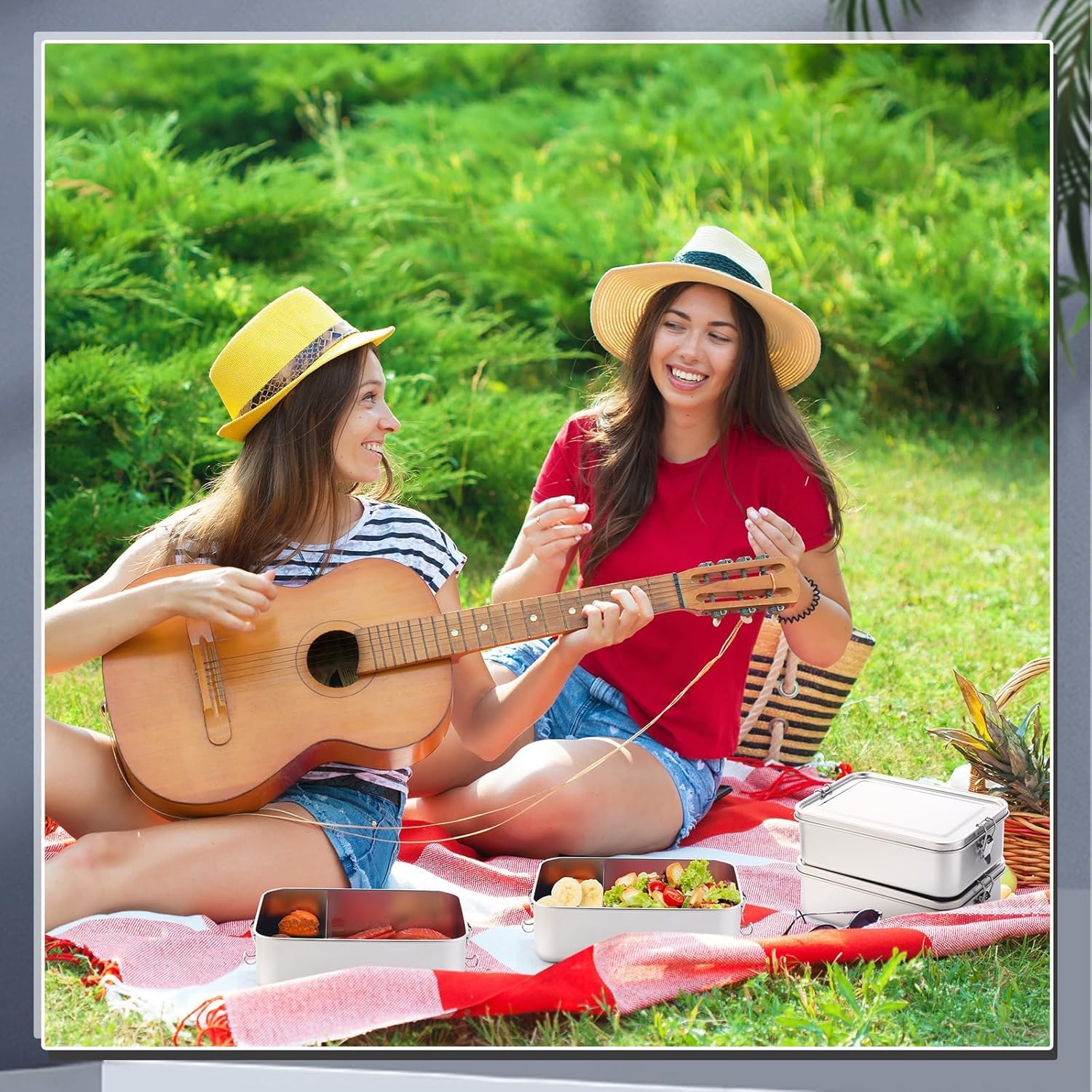 Confezione da 4 contenitori per il pranzo in acciaio inox, 850 ml, a prova di perdite, con clip di bloccaggio, scatole per snack in lavastoviglie per lavoro, picnic e preparazione dei pasti