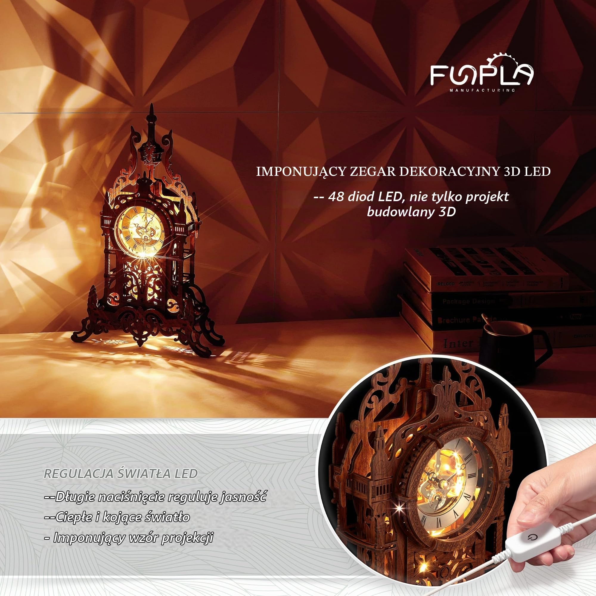 FUNPOLA Puzzle 3D drewniany zegar wieżowy 63 szt