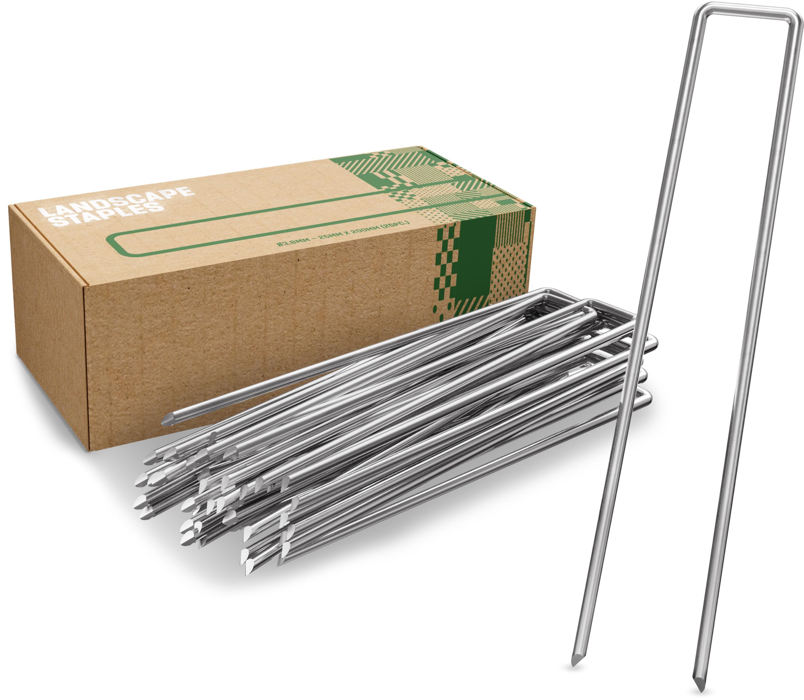 GardenGloss Erdanker Erdanker 200 mm Lang, 25 mm Breit, Ø 3.8 mm – Rostschutzstahl, 25 Stück