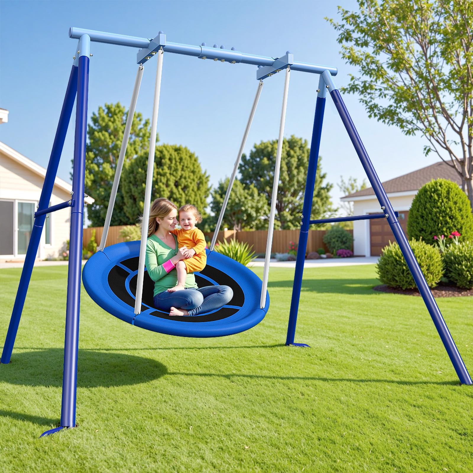 50-Inch Saucer Swing for Kids & Adults - Heavy-Duty 600 lbs Capacity, Indoor & Outdoor Use, Easy Assembly, for Outdoor Fun & Autism Relaxation