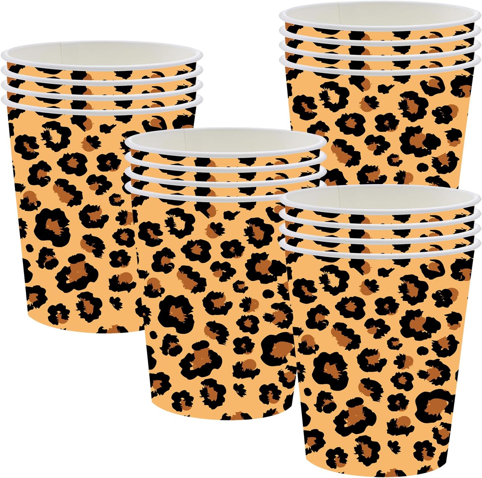 16 Pack Leopard Print Paper Cups Jungle Safari Animal Party Table Decorations Set Kids Jungle Safari Reptile Party Supplies