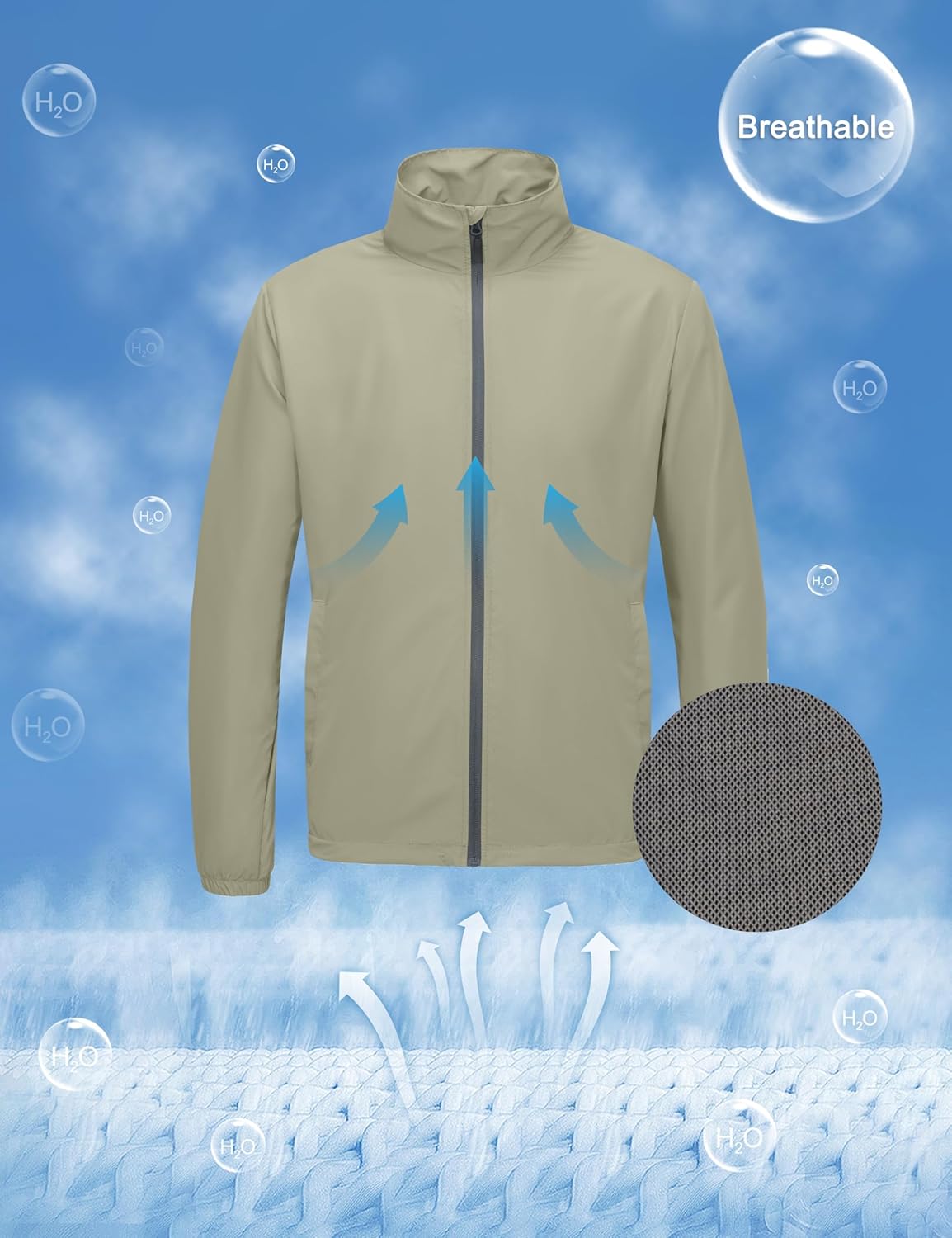 Little Donkey Andy Men’s Lightweight Breathable Windbreaker Golf Jacket UPF50+ Windproof Outdoor Running Coat