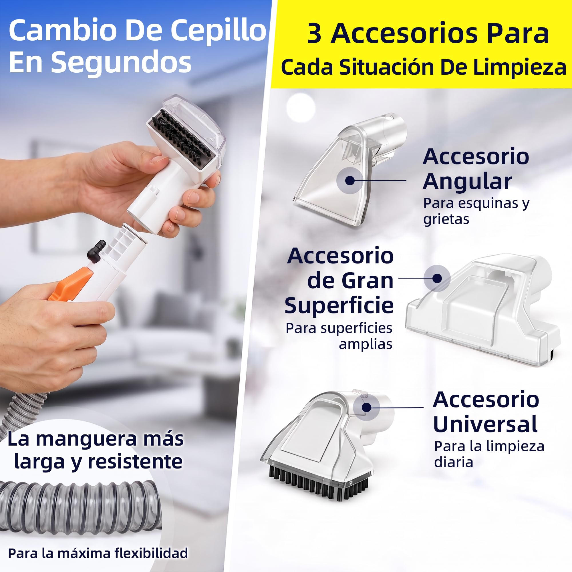ICARE Limpia Tapicerias 600W - 22kPa Aspiradora de Agua Tapiceria con det. | Limpiador de Alfombras Portátil con Líquido Limpiador - con Autolimpieza, para Sofá, Alfombras, Felpudos, Coche y Mascotas