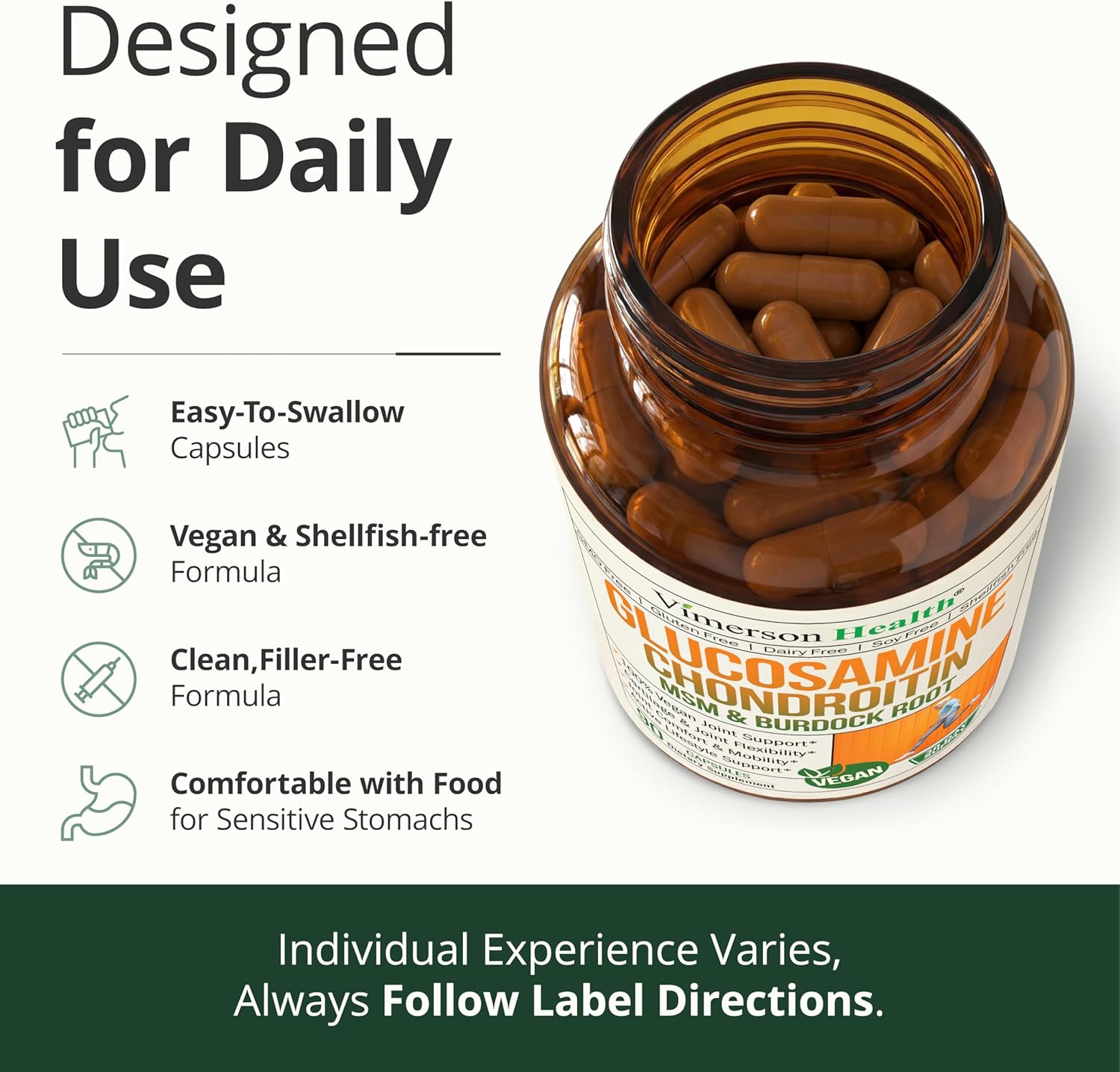 Glucosamine Chondroitin MSM – Joint Support Supplement for Women and Men with Glucosamine Sulfate 1500 mg, Chondroitin and MSM – for Cartilage, Joint Health and Flexibility – 90 Capsules, Vegan