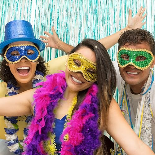 Miniatura 6 de Max Fun 6 Boas coloridas de plumas para fiesta, a granel para mujeres y niñas, 6.56 pies para decoraciones de fiesta de Mardi Gras, disfraces