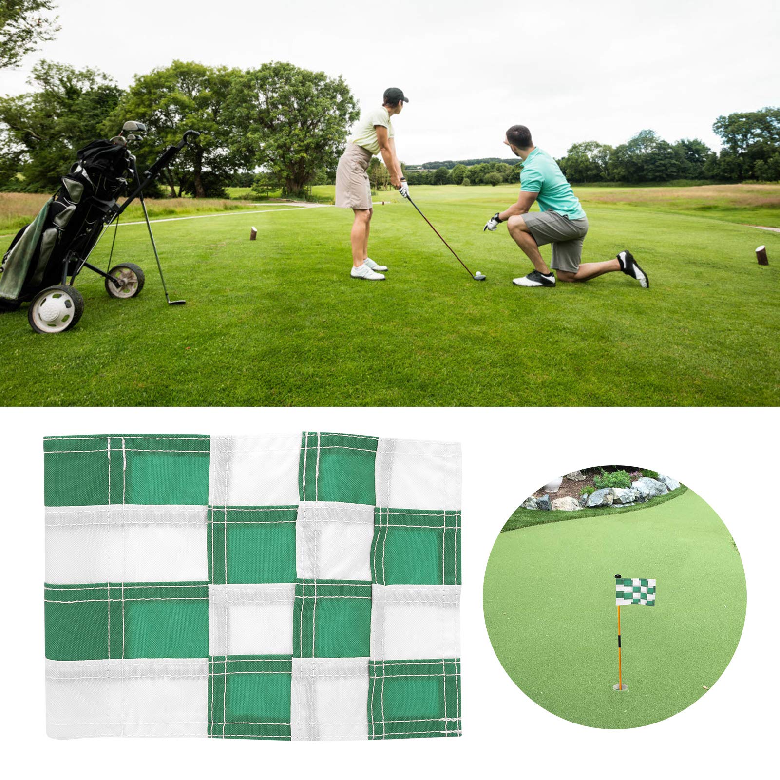 Lot de 4 drapeaux verts de golf à carreaux avec trous, pour entraînement de jardin
