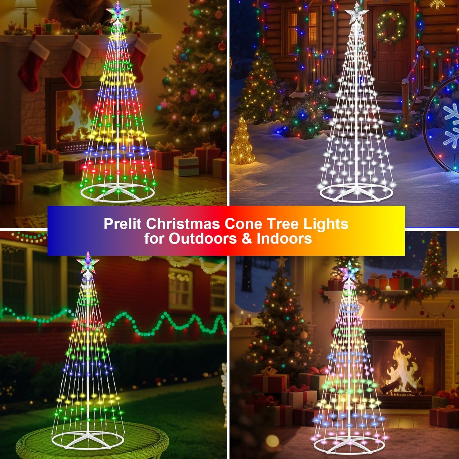 Prelit Christmas Cone Tree with Lights, 4FT 156LEDs Small Christmas Tree Light with Remote Control, Timer, 11 Lighting Modes, Artificial Outdoor Christmas Tree for Yard Porch Lawn Decorations