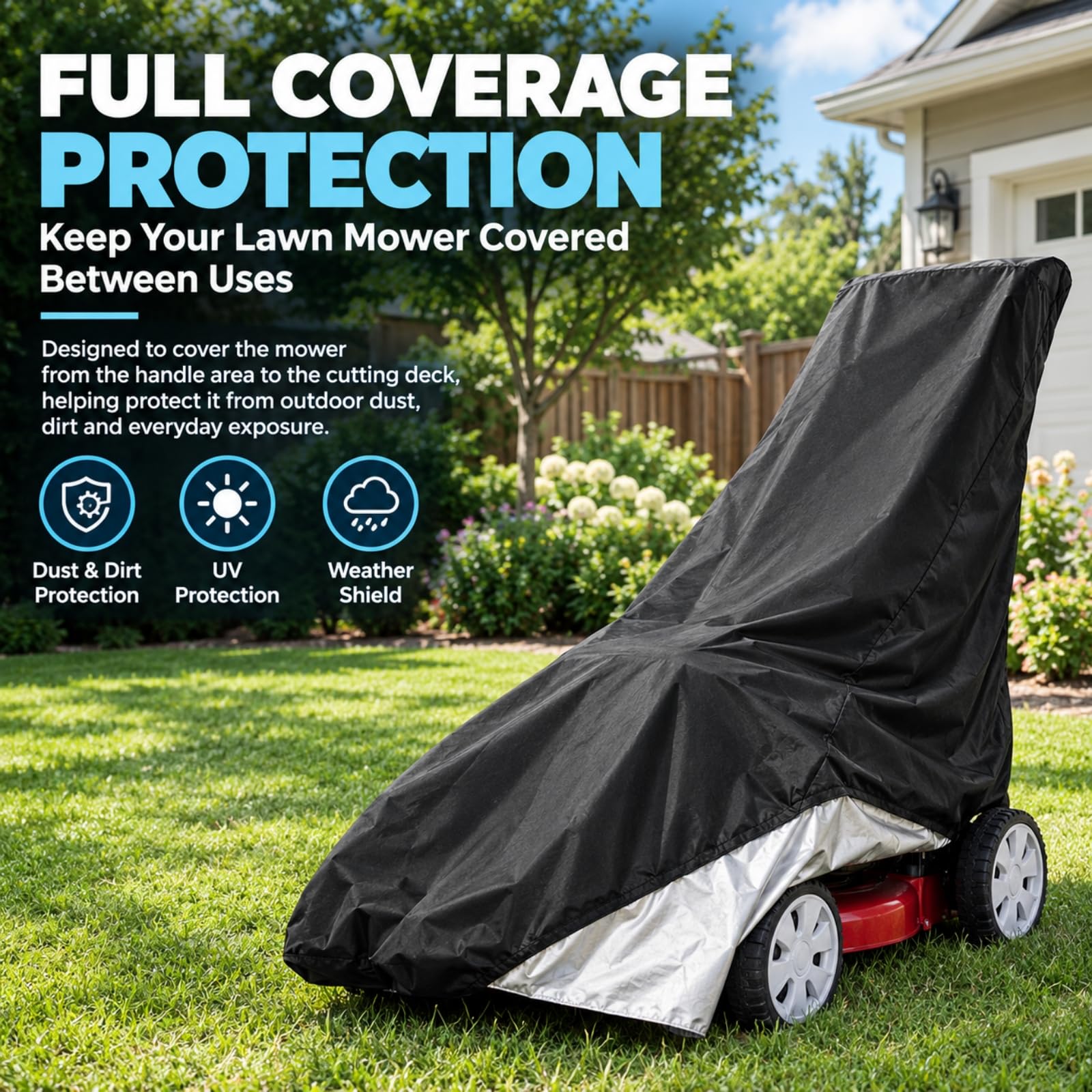 Funda para Cortacésped Manual para Castelgarden XE 40 2022-2026, Tejido Oxford Cubierta Protectora Impermeable, para Jardín y Almacenamiento Exterior