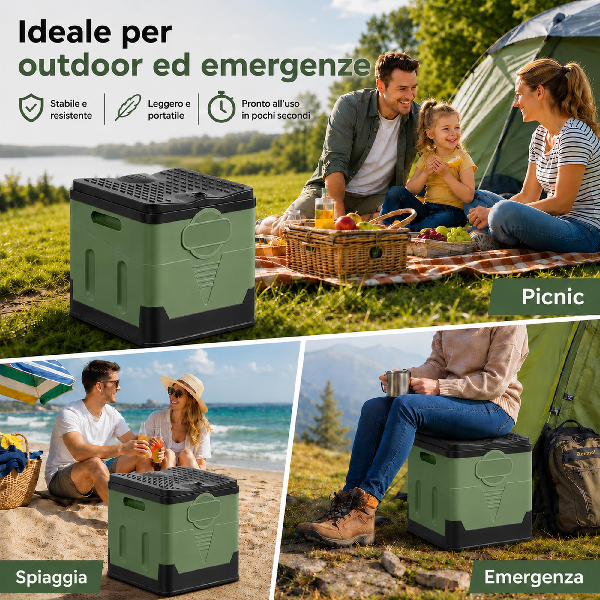 WC Portatile – 25L Capiente, Supporta Fino a 150KG – Water Portatile Adulti con 24 Sacchetti Igienici, Borsa per Il Trasporto & Cuscino, per Camper, Escursionismo & Emergenze