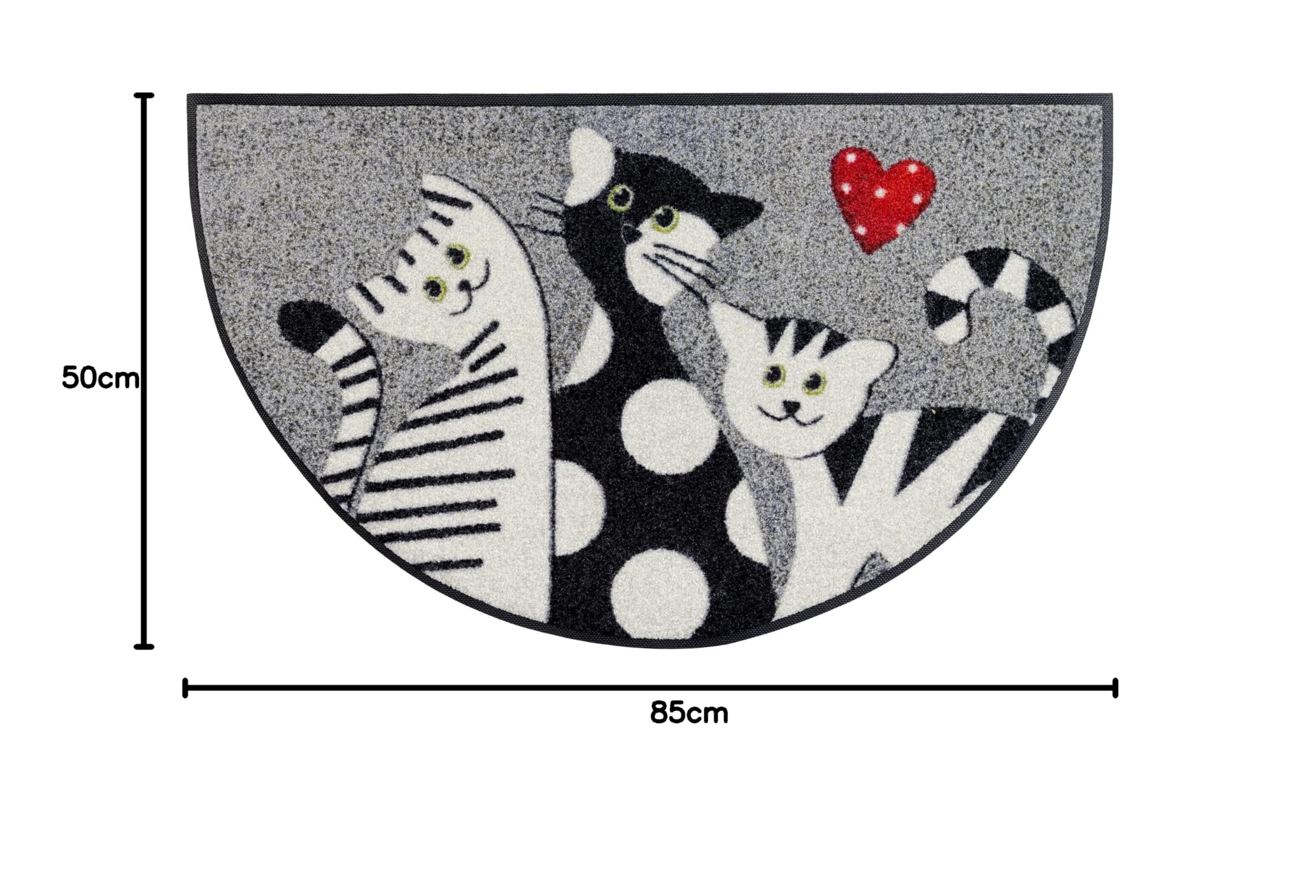 wash+dry Wycieraczka, Round Cat Trio 50 x 85 cm szara, do wewnątrz i na zewnątrz, nadaje się do prania