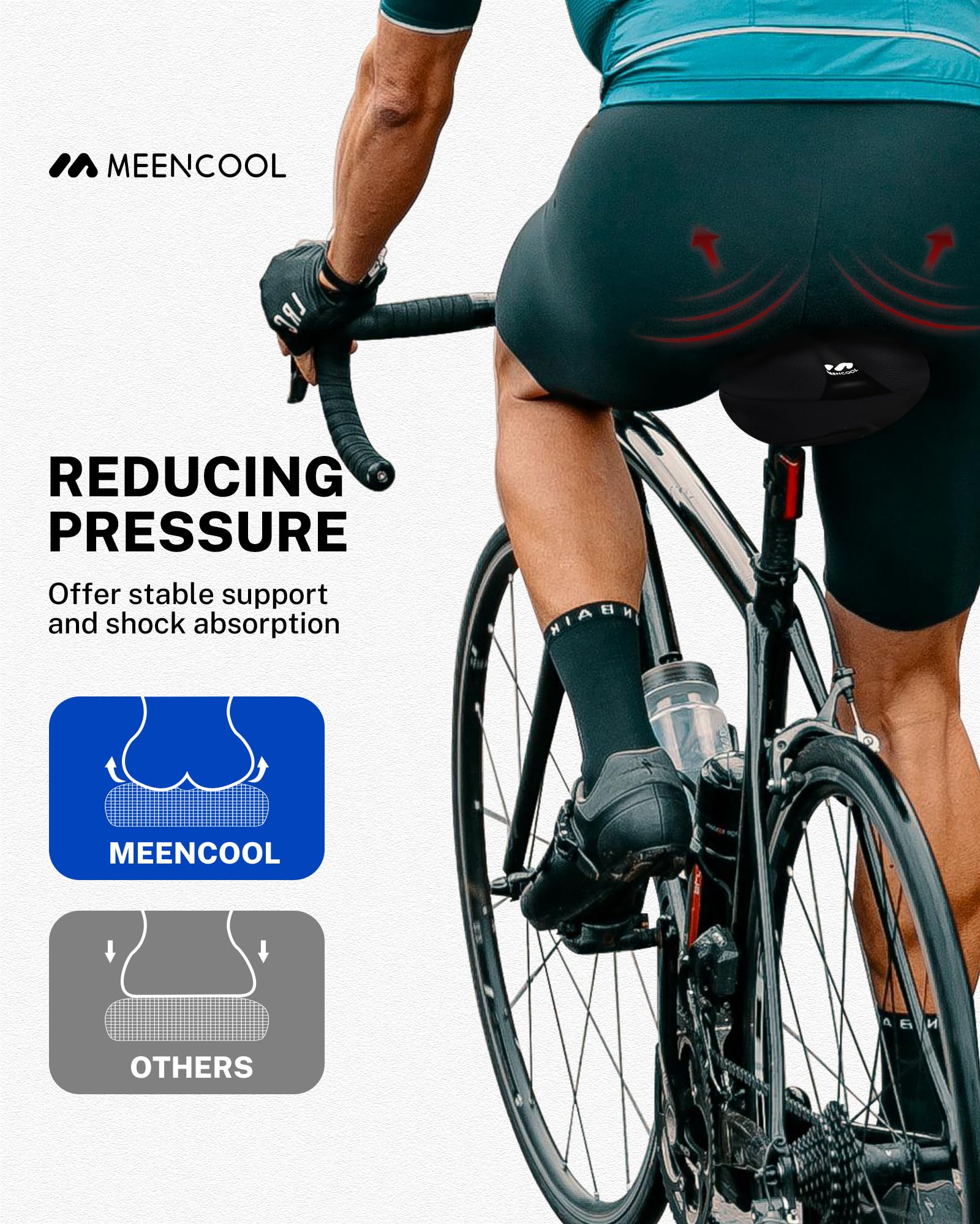 Housse Selle Vélo en Gel Universelle 18cm Noir