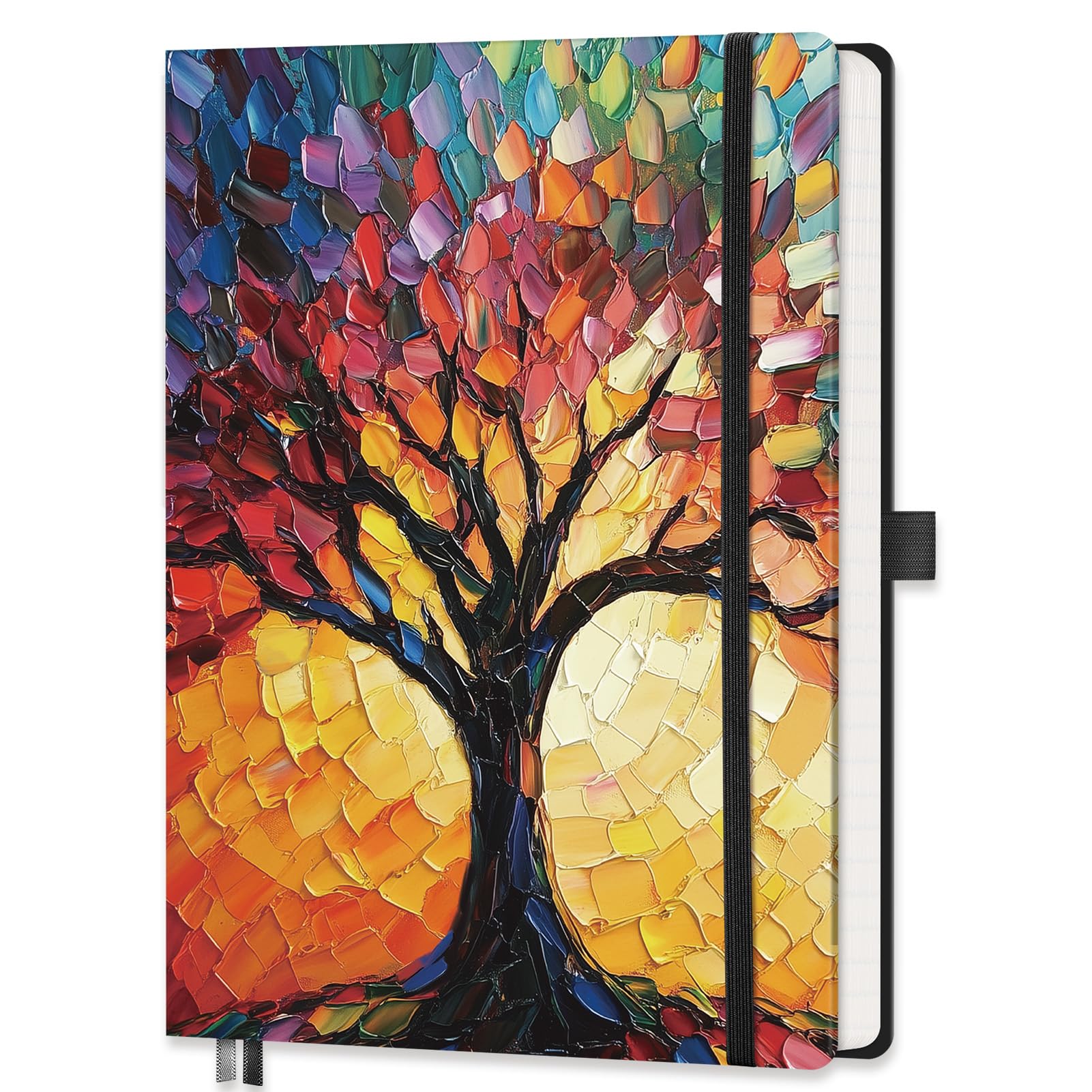 AUTEMPO A5 Dotted Notebook, 192 Pages, Hardcover, Colorful Tree