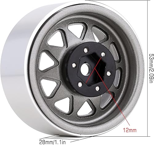 Miniatura 3 de INJORA 1.9 Beadlock Buje de llanta de 4 piezas de llantas de metal para 1/10 RC Crawler Car TRX4 Axial SCX10 90046 VP VS4-10 Redcat Gen 8 7 (gris)