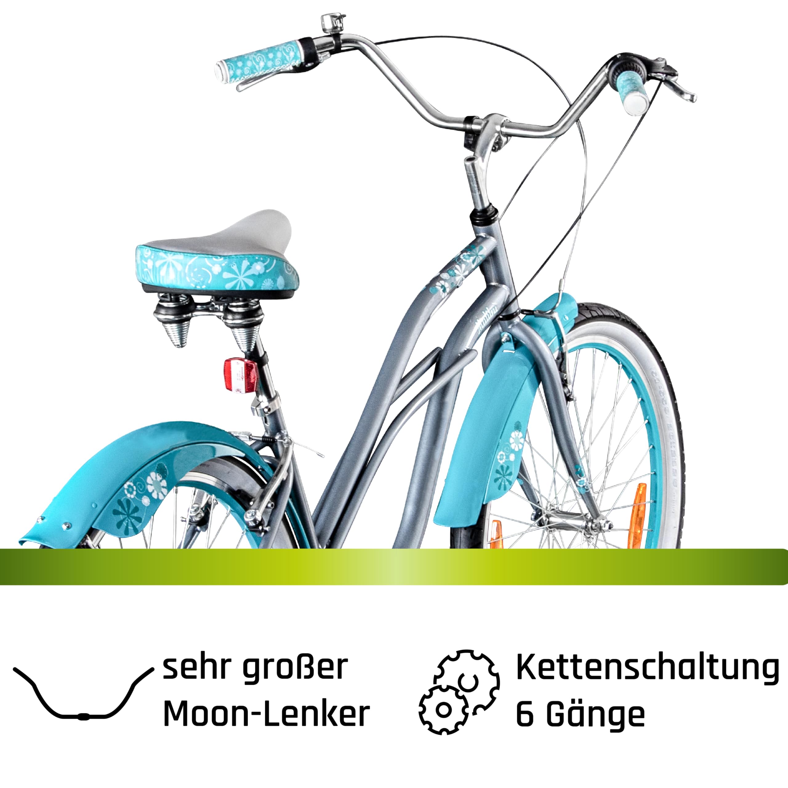 Galano Malibu Beach Cruiser 26 Zoll für 150-170 cm Retro 6 Gang Vintage Design Damenfahrrad Chopper Citybike Ballonreifen Hollandrad