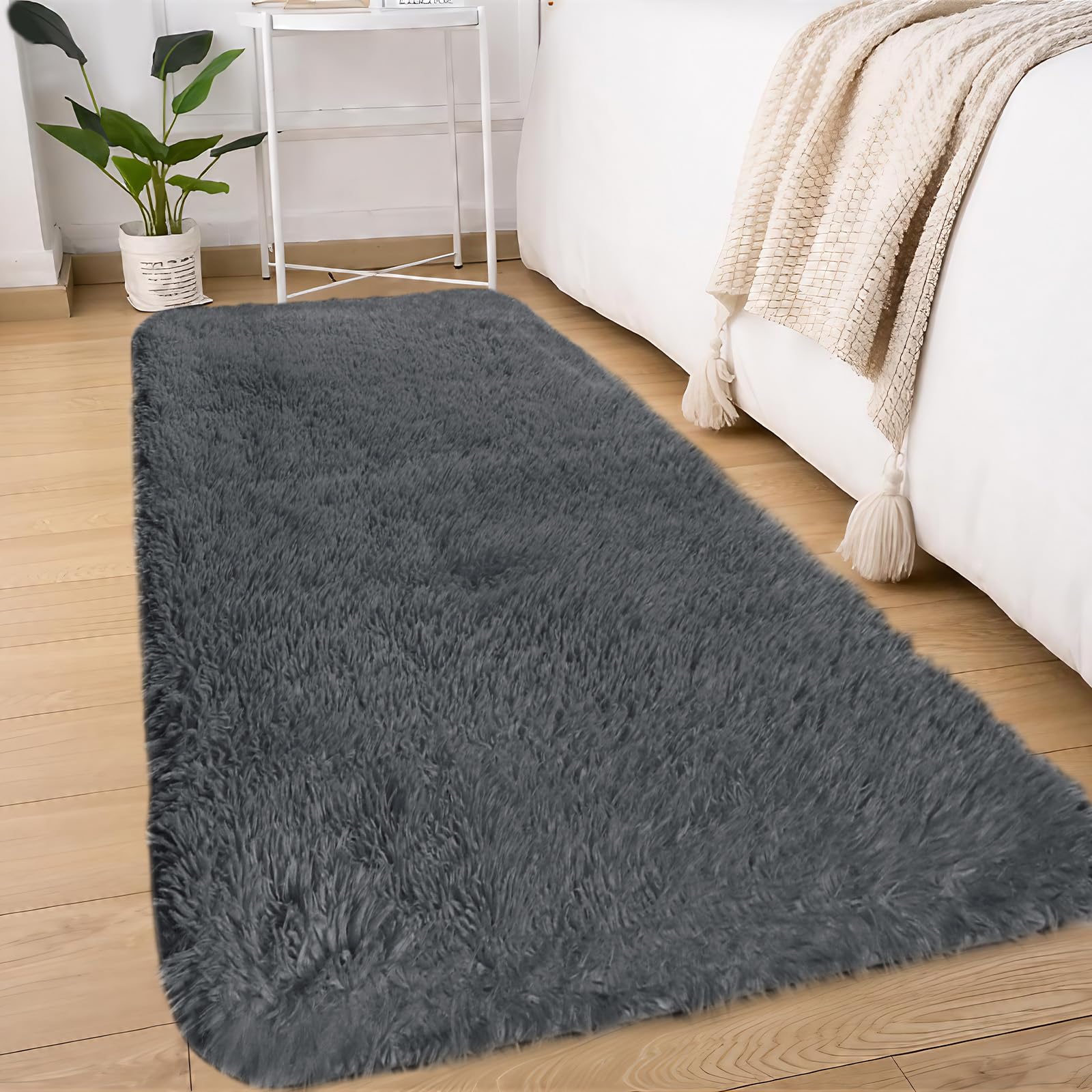 Treeboy Modern Grey Area Rug 80x300cm, Washable Anti-Slip Shaggy Soft Carpet Mat for Bedroom & Kids โ image 1