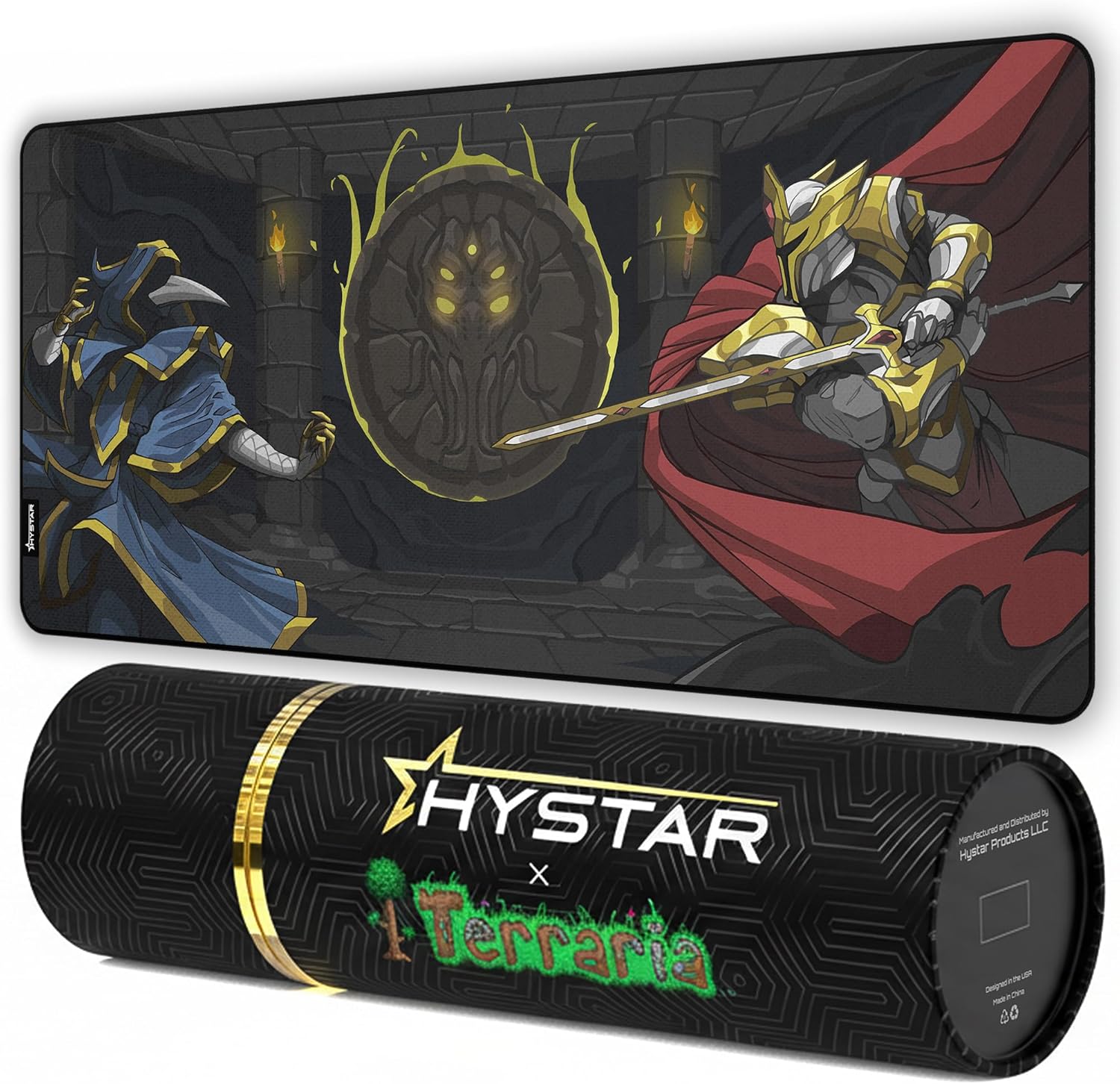 Terraria Extended Gaming Mouse Pad | XXL 36" x 16" | 5mm Thick, Waterproof Surface, Smooth Polyester Fabric, and Natural Rubber Base (Lunatic Cultist)