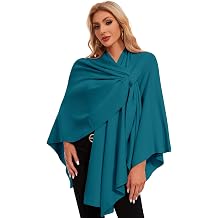 PULI Women Cross Front Shawl Wrap Knit Poncho Cape Warm Travel Wraps