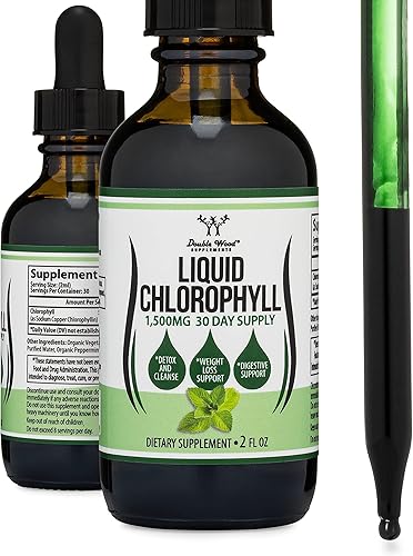 Gotas líquidas de clorofila – para la digestión, la salud intestinal, la energía y la desintoxicación – Vegano seguro (rico, textura completa y