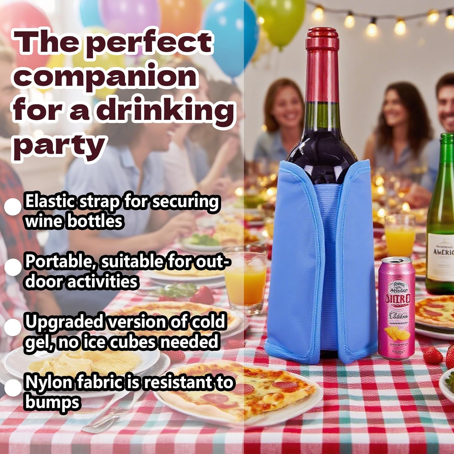 Wine Cooler Sleeve, Wine Bottle Chiller Sleeve, Long Lasting Reusable Freezer Gel Sleeve | Chill Prosecco, Champagne, Beer & Wine Bottles | Portable Insulator, Perfect Gift for Wine Lover(a set of 2) - Image 3