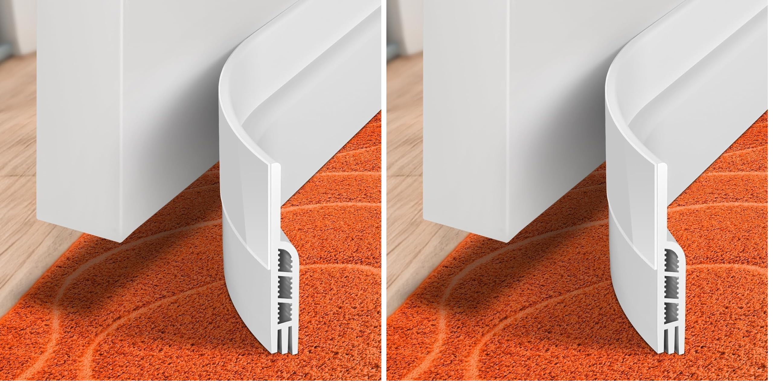 Holikme Door Draft Stopper Under Door Draft Blocker Insulator Doors Sweep Weather Stripping Noise Stopper Sheets, Rolls &amp; Strips Strong Adhesive, White (Pack of 2)