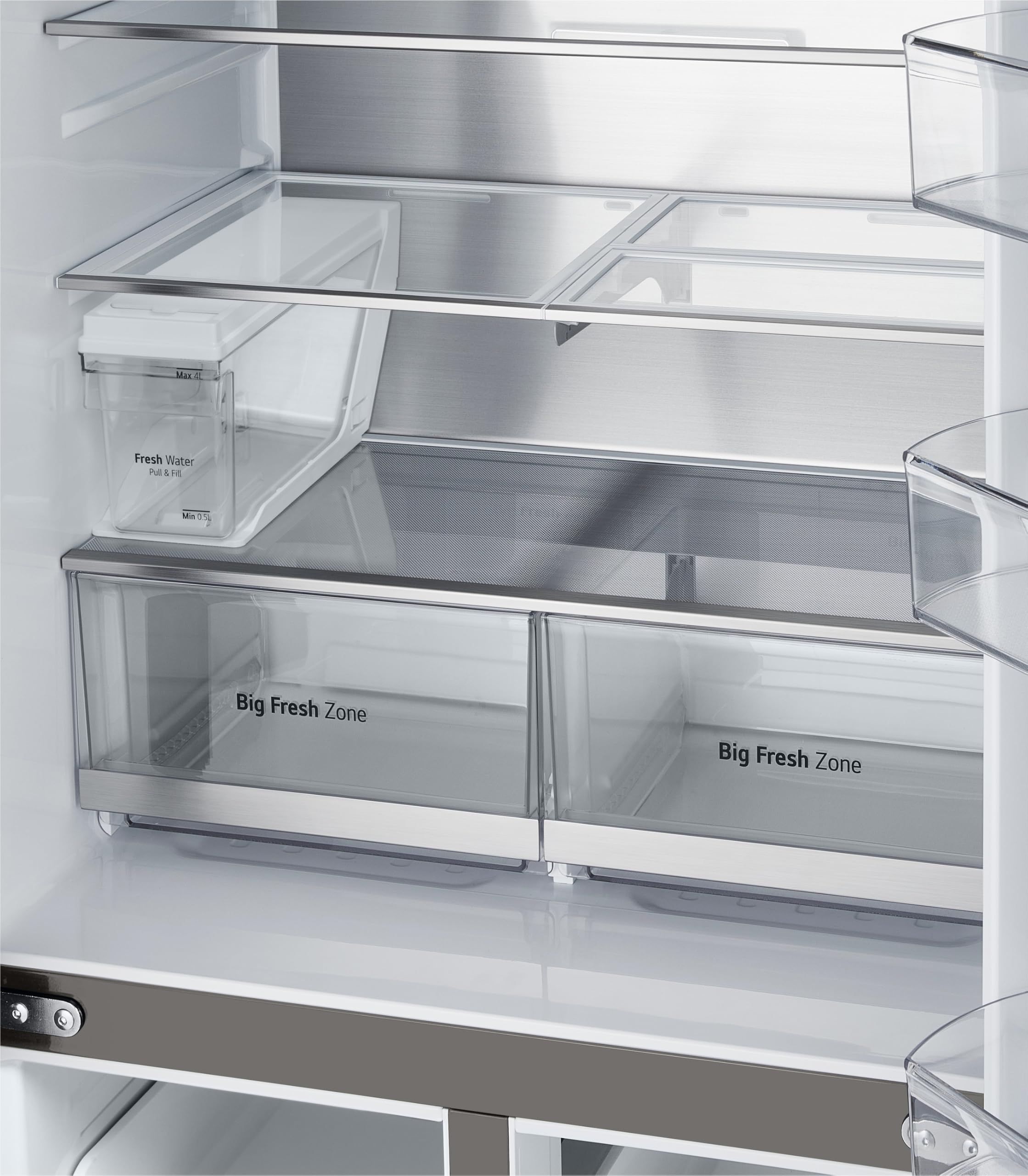 LG GMG861MBAE SLIM Multi-Door Kühlschrank mit Gefrierfach (508 L, Energieklasse E) mit InstaView, Eis- und Wasserspender, UVNano, Total No Frost, Silber