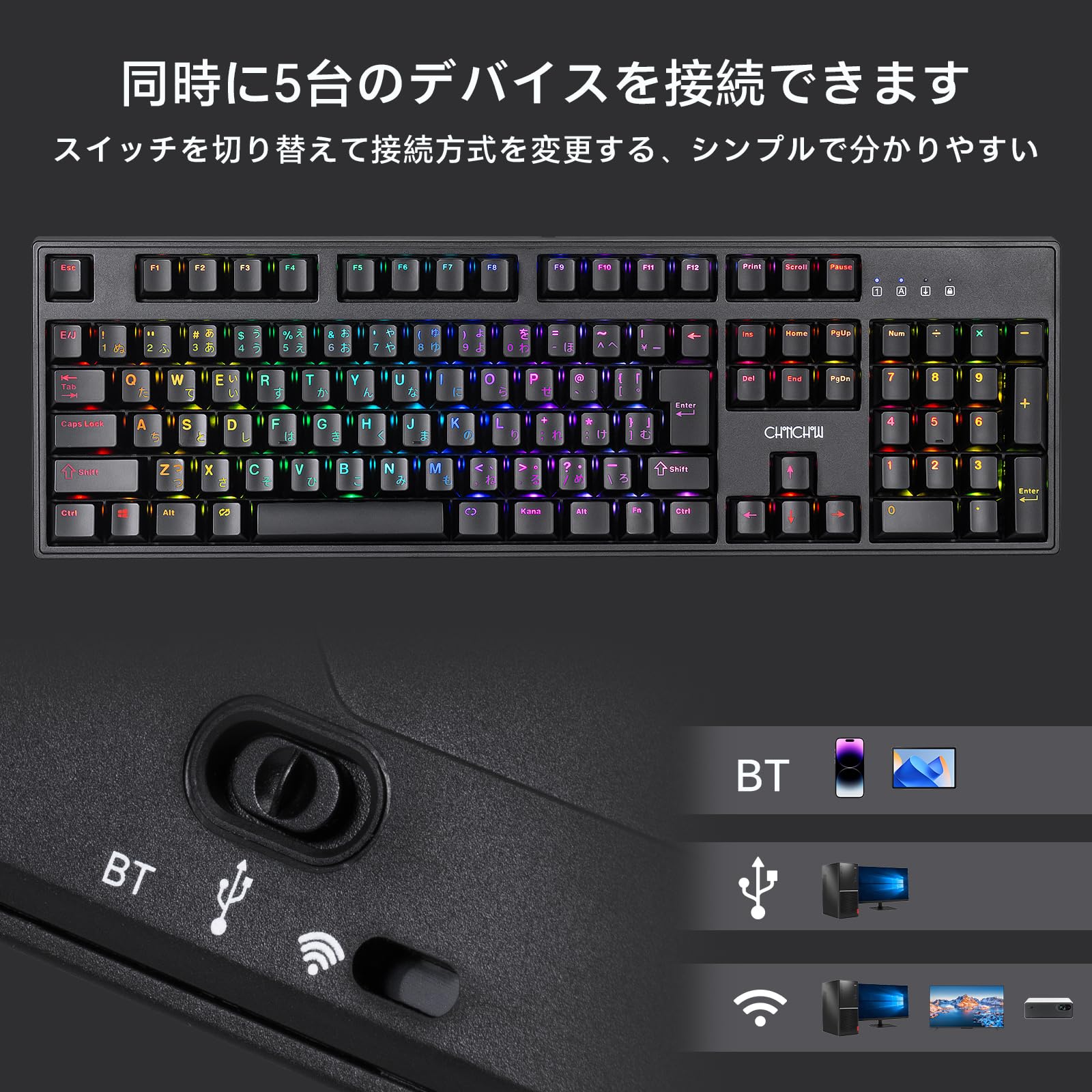 USB接続 メカニカルキーボード ブラック murauchi3_4988481871400
