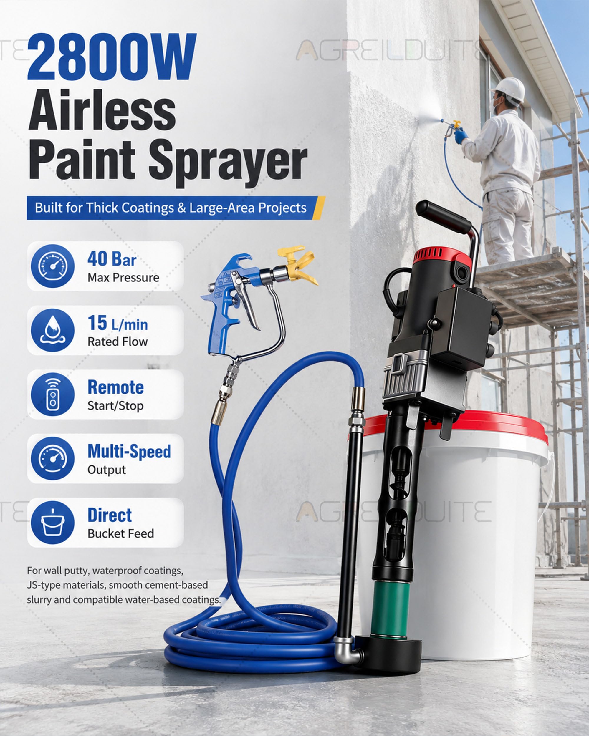 Pulverizador Pintura Alta Presión, Arranque Remoto