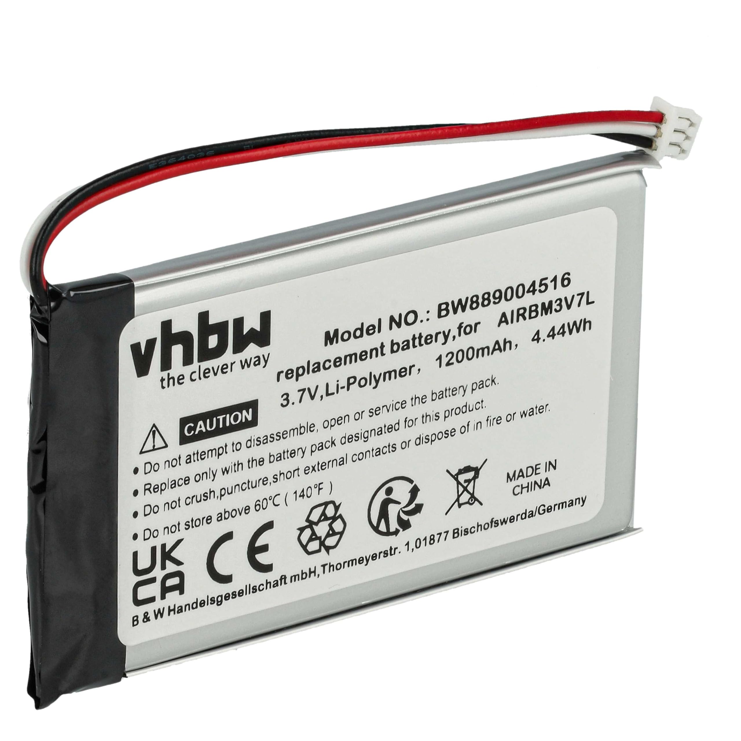 vhbw batteria sostituisce Autec R0BATT00E0018 per Radiocomando Industriale, Telecomando (1200mAh, 3,7V, Li-Poly, senza custodia)