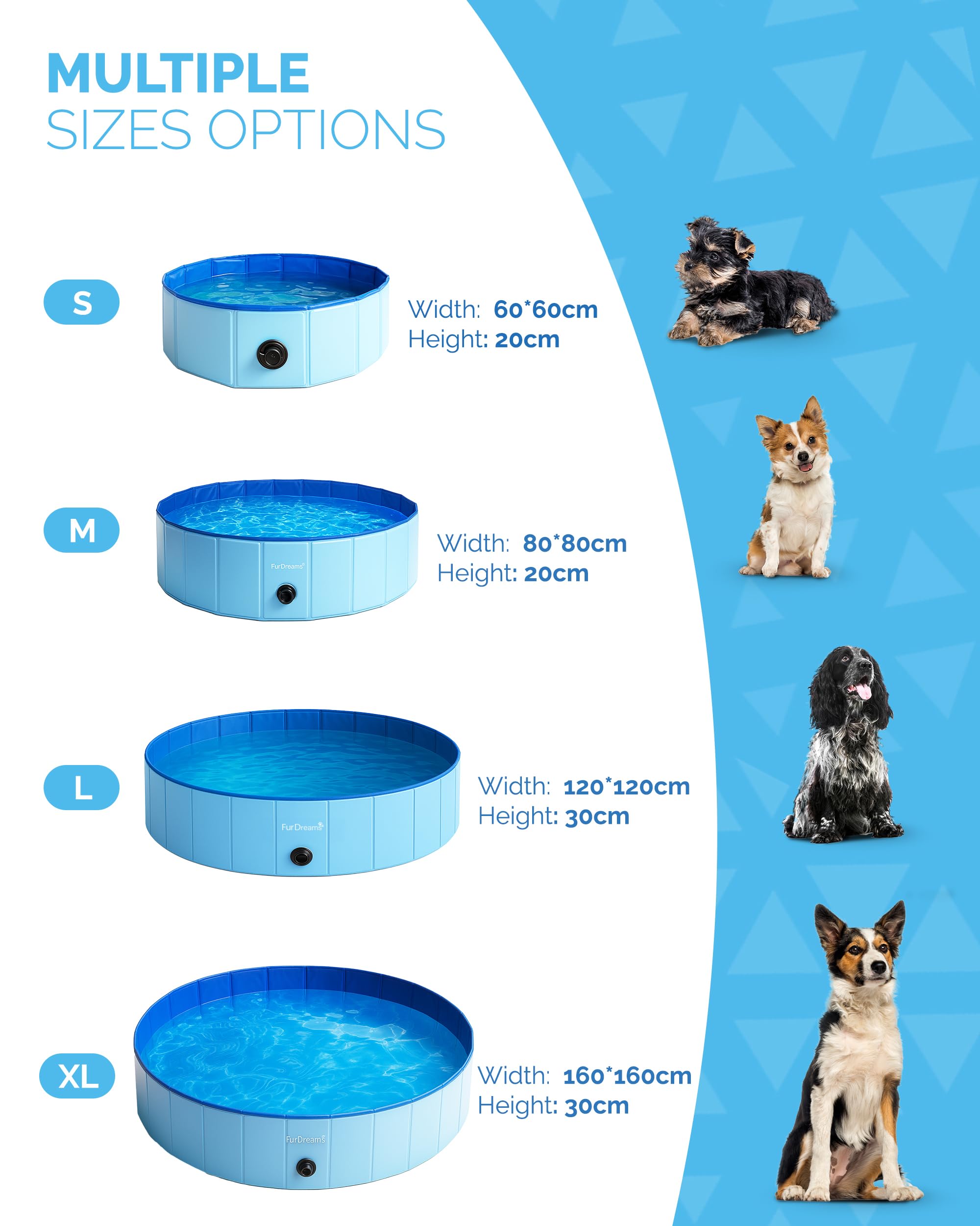 Furdreams Faltbares Haustier-Schwimmbecken, Hartplastik-Hundebadewanne, tragbares, multifunktionales, rutschfestes PVC-Kinderbecken für den Außenbereich enießen Sie Sommerglanz in Garten (Extra Large)